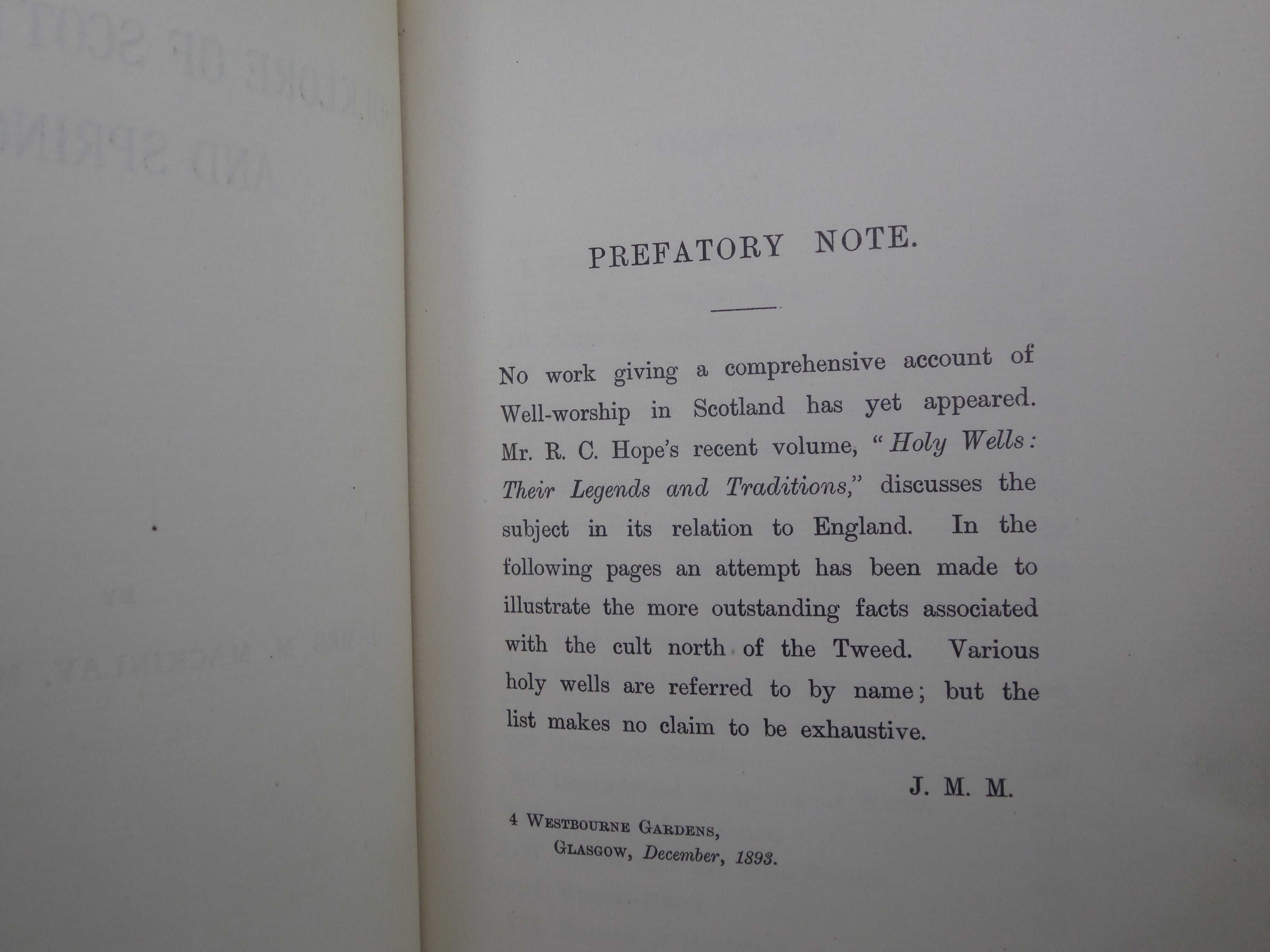 FOLKLORE OF SCOTTISH LOCHS AND SPRINGS BY JAMES M. MACKINLAY 1893 FIRST EDITION