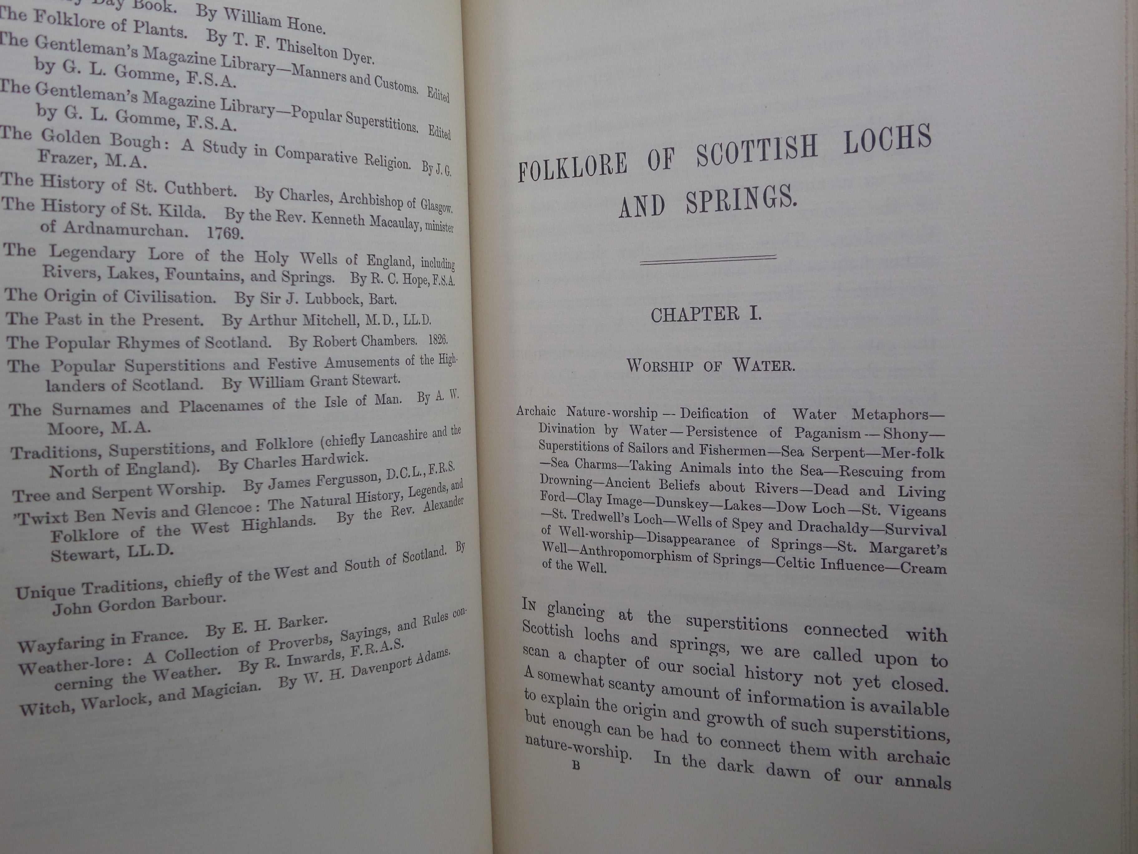 FOLKLORE OF SCOTTISH LOCHS AND SPRINGS BY JAMES M. MACKINLAY 1893 FIRST EDITION