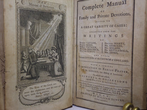 A COMPLETE MANUAL OF FAMILY AND PRIVATE DEVOTIONS 1782 BY JEREMY TAYLOR ET AL