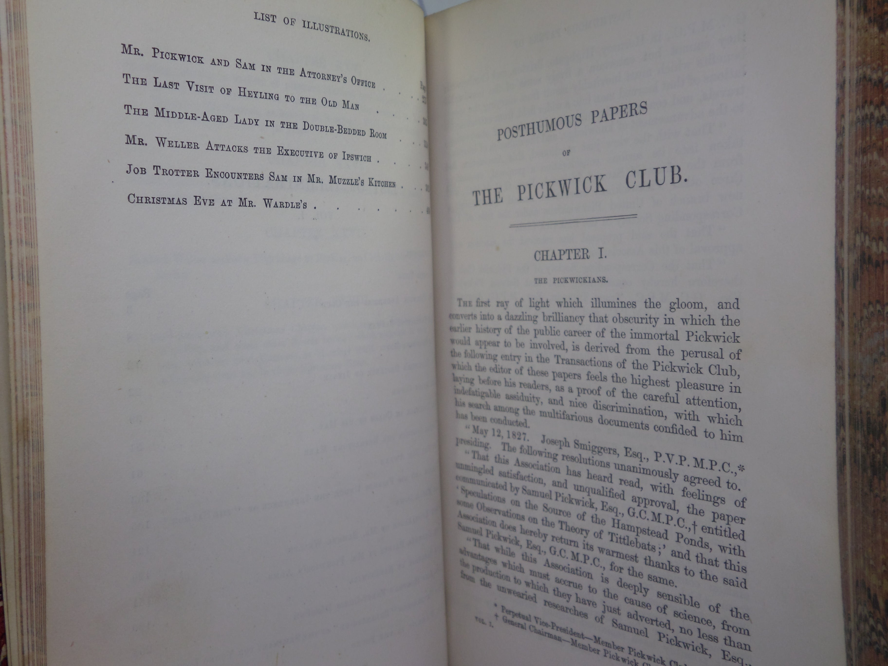 THE POSTHUMOUS PAPERS OF THE PICKWICK CLUB BY CHARLES DICKENS 1861 LEATHER BOUND IN TWO VOLUMES