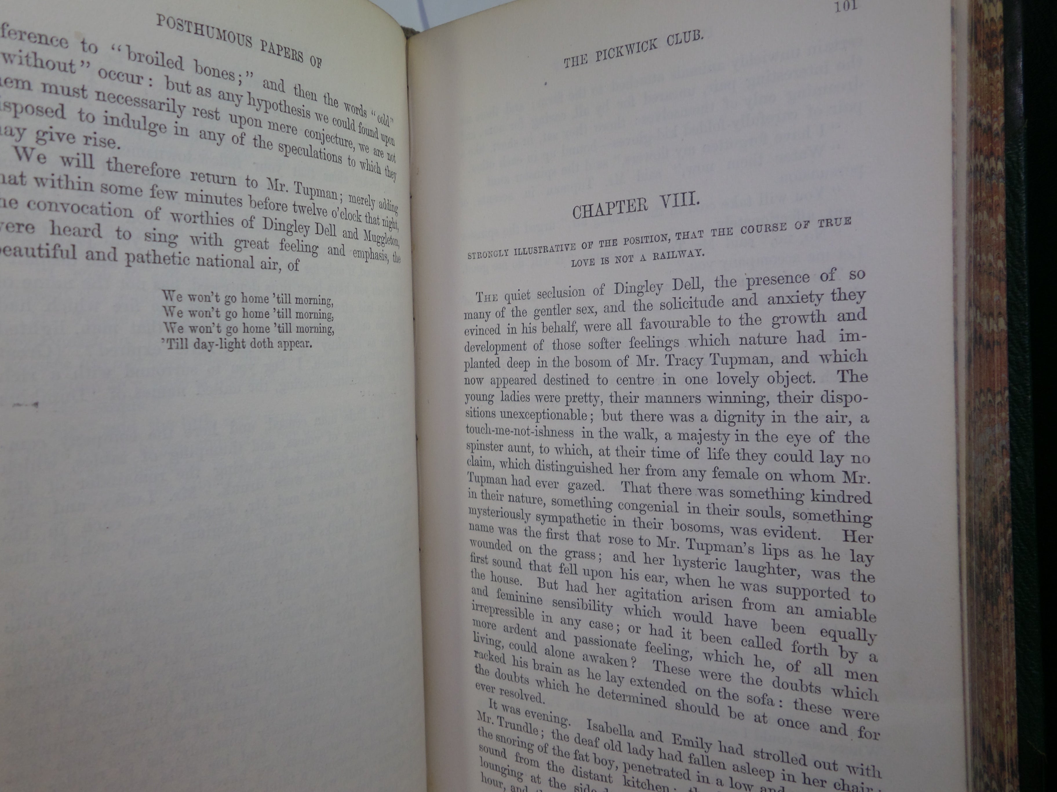 THE POSTHUMOUS PAPERS OF THE PICKWICK CLUB BY CHARLES DICKENS 1861 LEATHER BOUND IN TWO VOLUMES