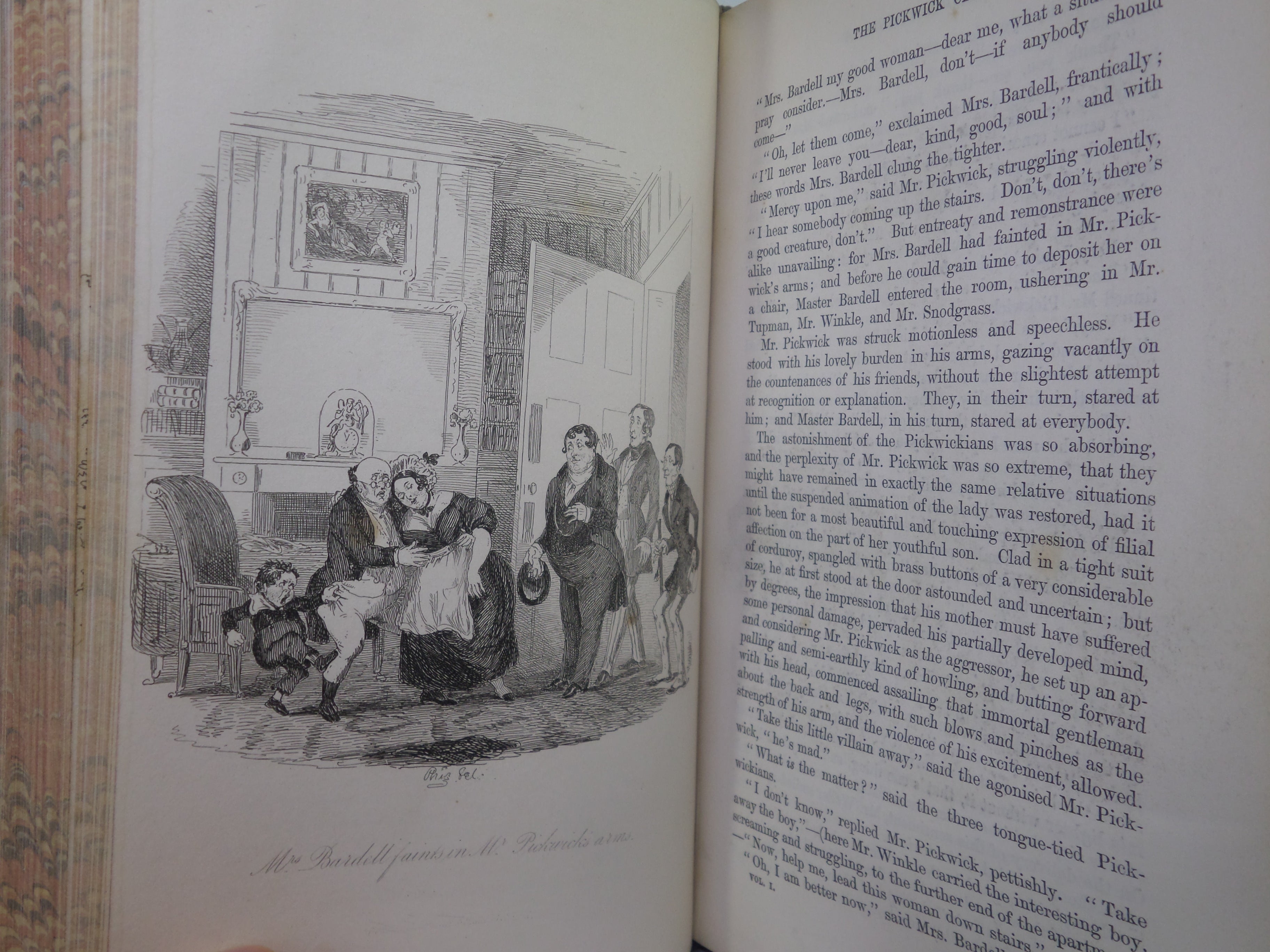 THE POSTHUMOUS PAPERS OF THE PICKWICK CLUB BY CHARLES DICKENS 1861 LEATHER BOUND IN TWO VOLUMES