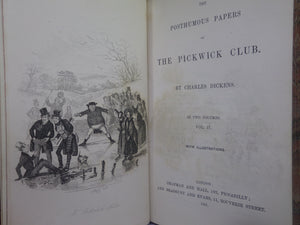 THE POSTHUMOUS PAPERS OF THE PICKWICK CLUB BY CHARLES DICKENS 1861 LEATHER BOUND IN TWO VOLUMES