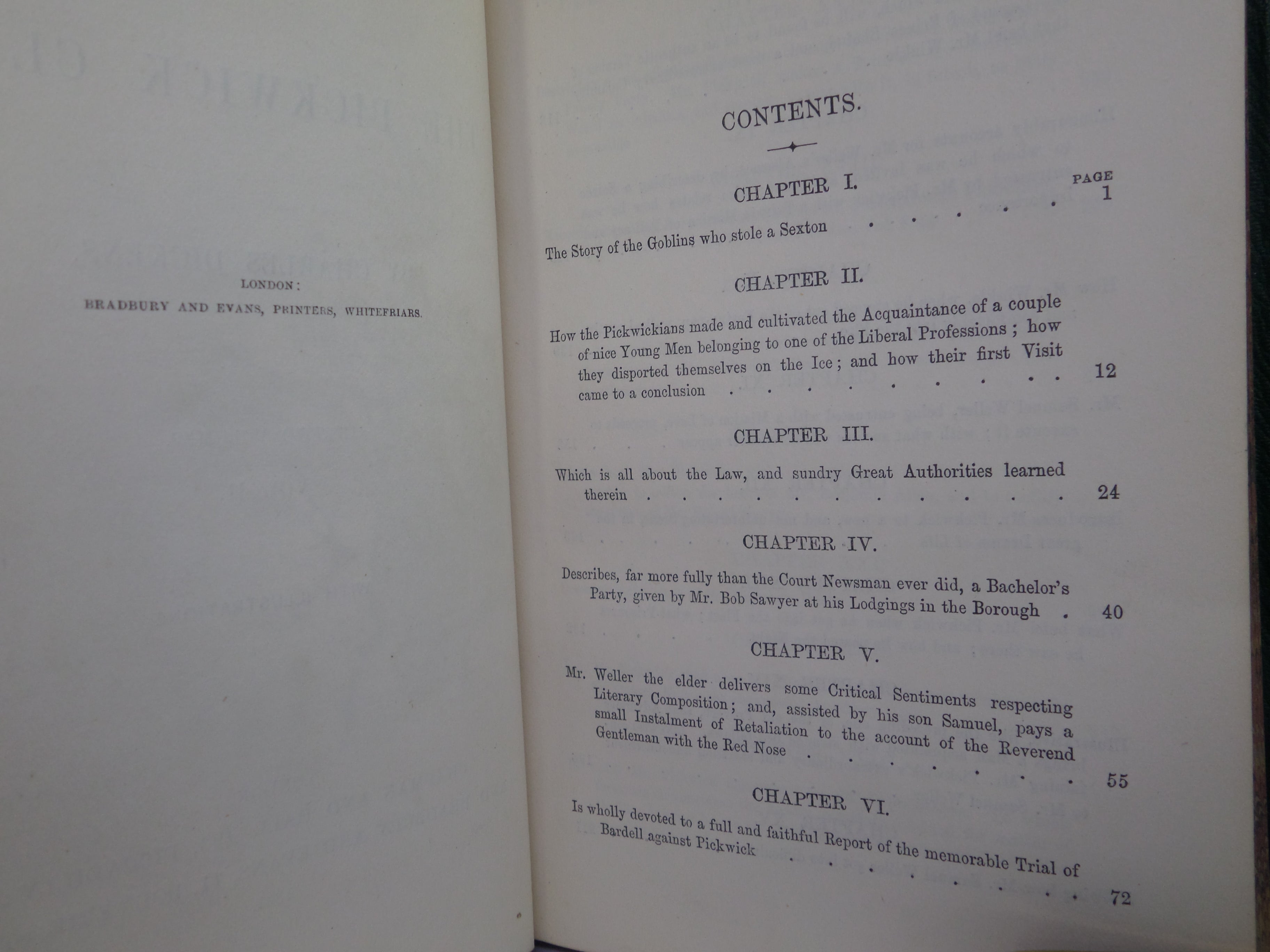 THE POSTHUMOUS PAPERS OF THE PICKWICK CLUB BY CHARLES DICKENS 1861 LEATHER BOUND IN TWO VOLUMES