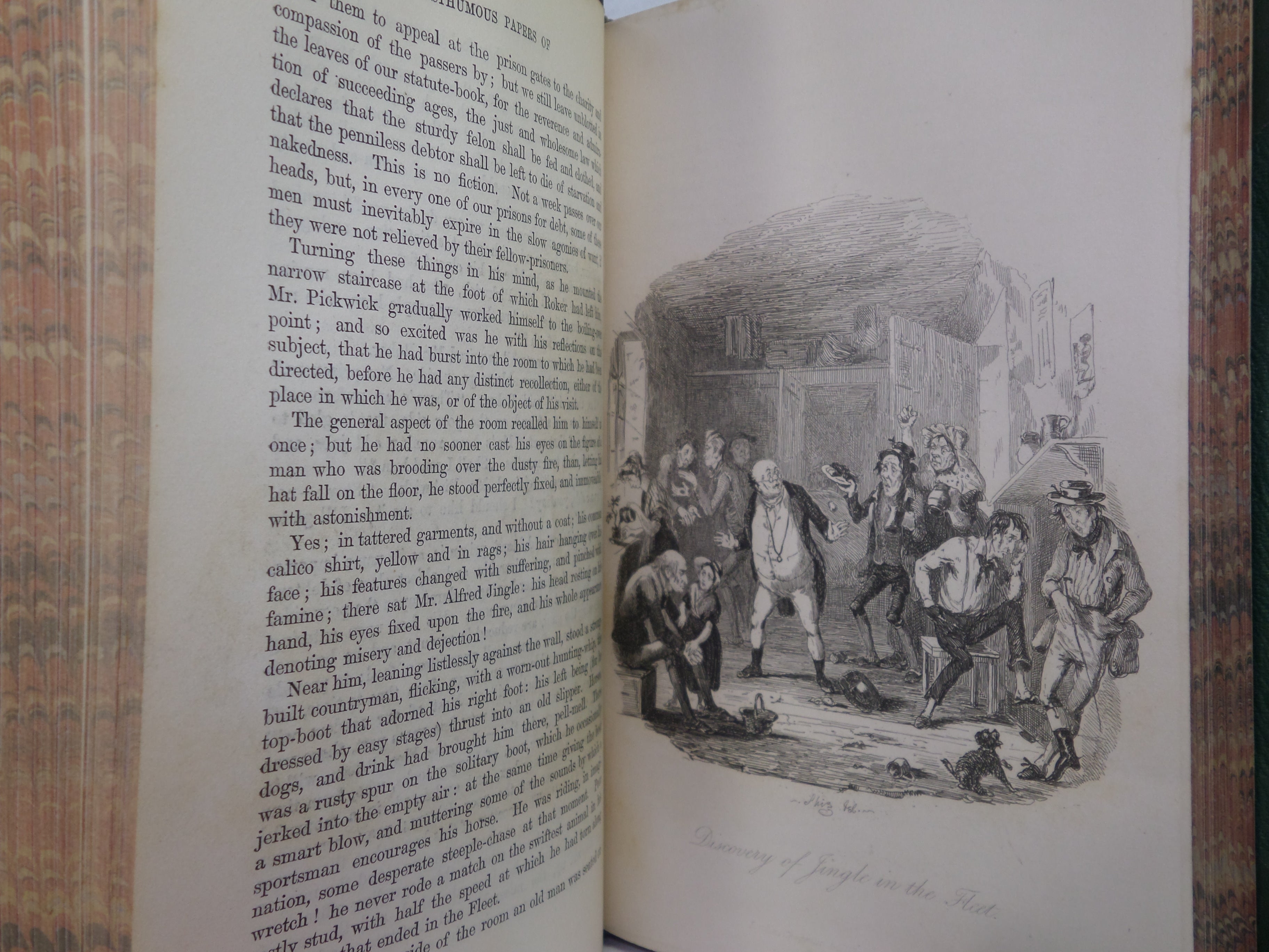 THE POSTHUMOUS PAPERS OF THE PICKWICK CLUB BY CHARLES DICKENS 1861 LEATHER BOUND IN TWO VOLUMES