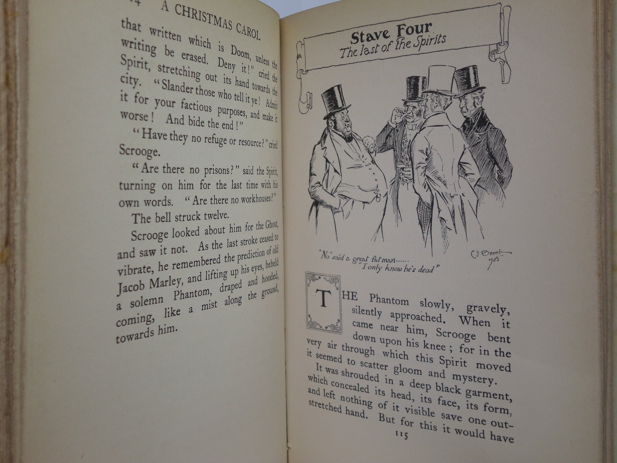 A CHRISTMAS CAROL BY CHARLES DICKENS 1905 DELUXE VELLUM BINDING, C. E. BROCK ILLUSTRATIONS