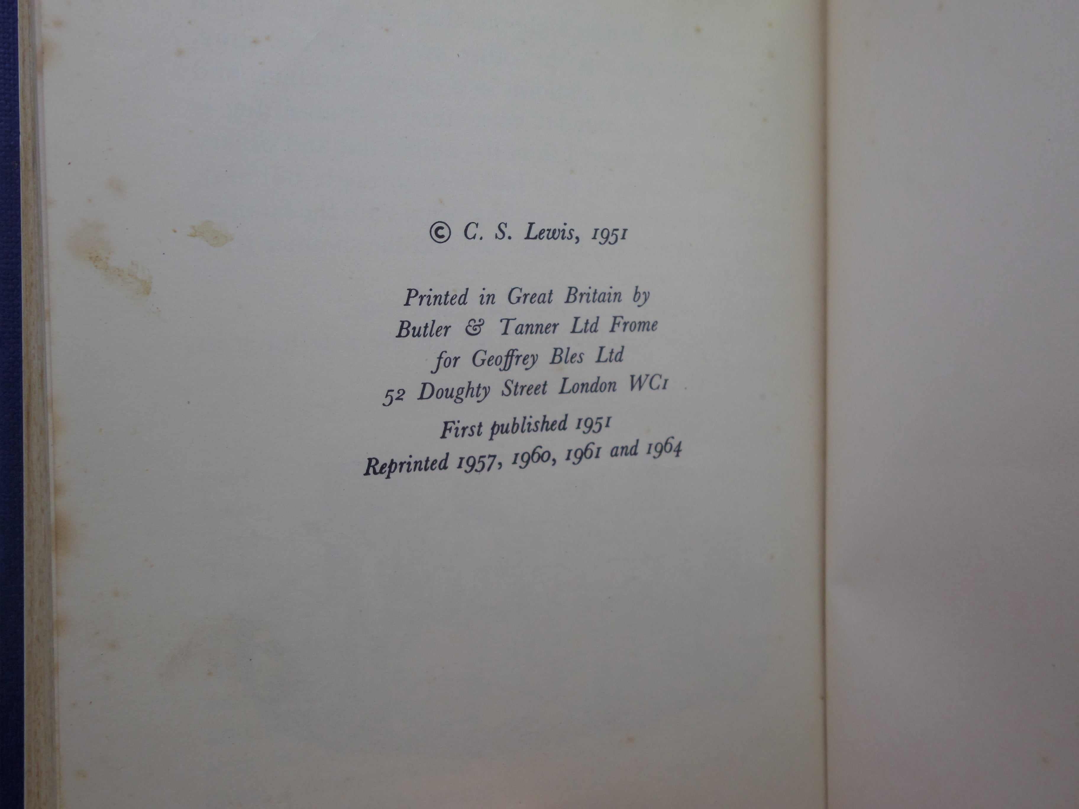 PRINCE CASPIAN: THE RETURN TO NARNIA BY C. S. LEWIS 1964