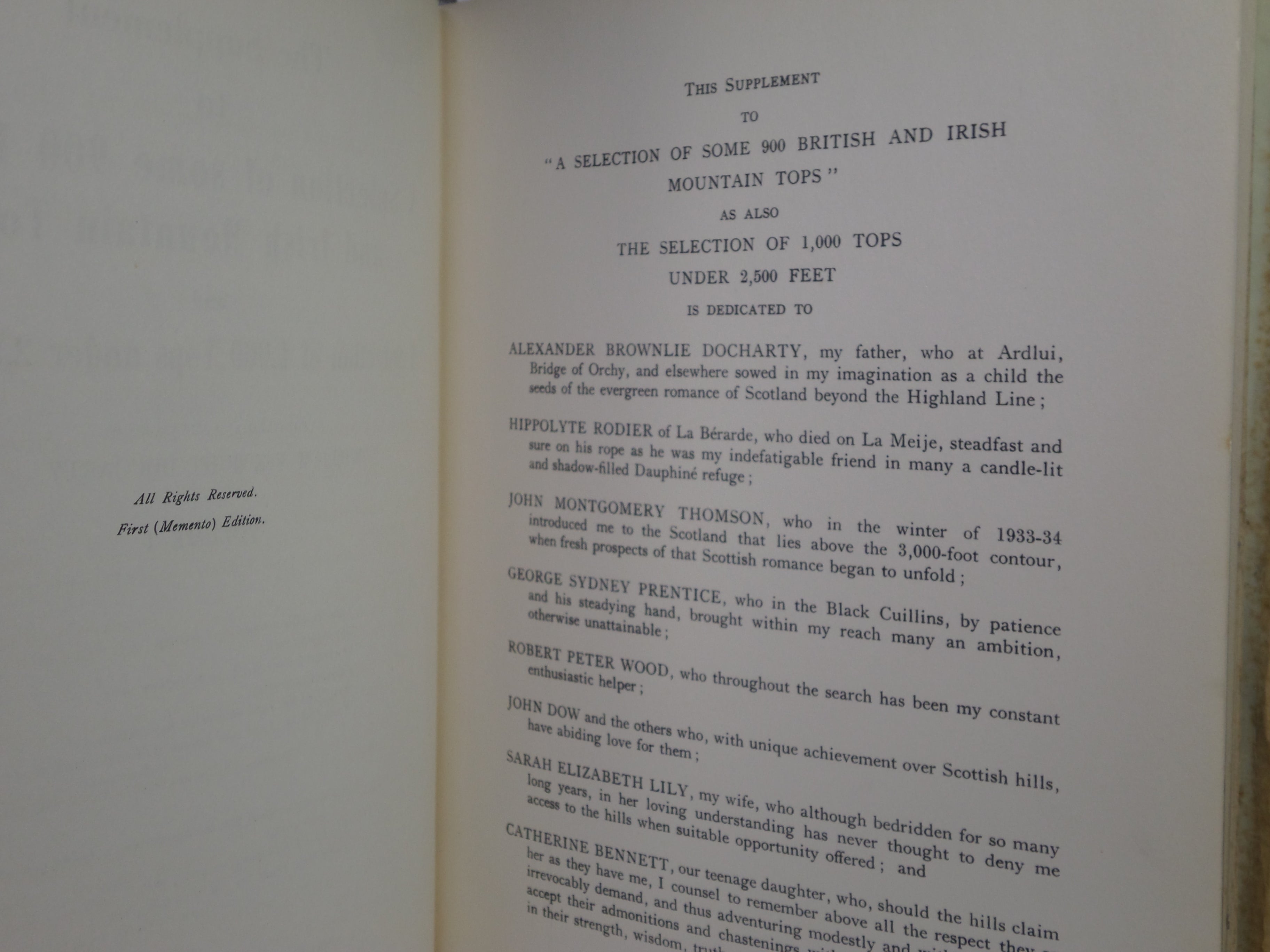A SELECTION OF SOME 900 BRITISH AND IRISH MOUNTAIN TOPS 1954-62 WILLIAM DOCHARTY
