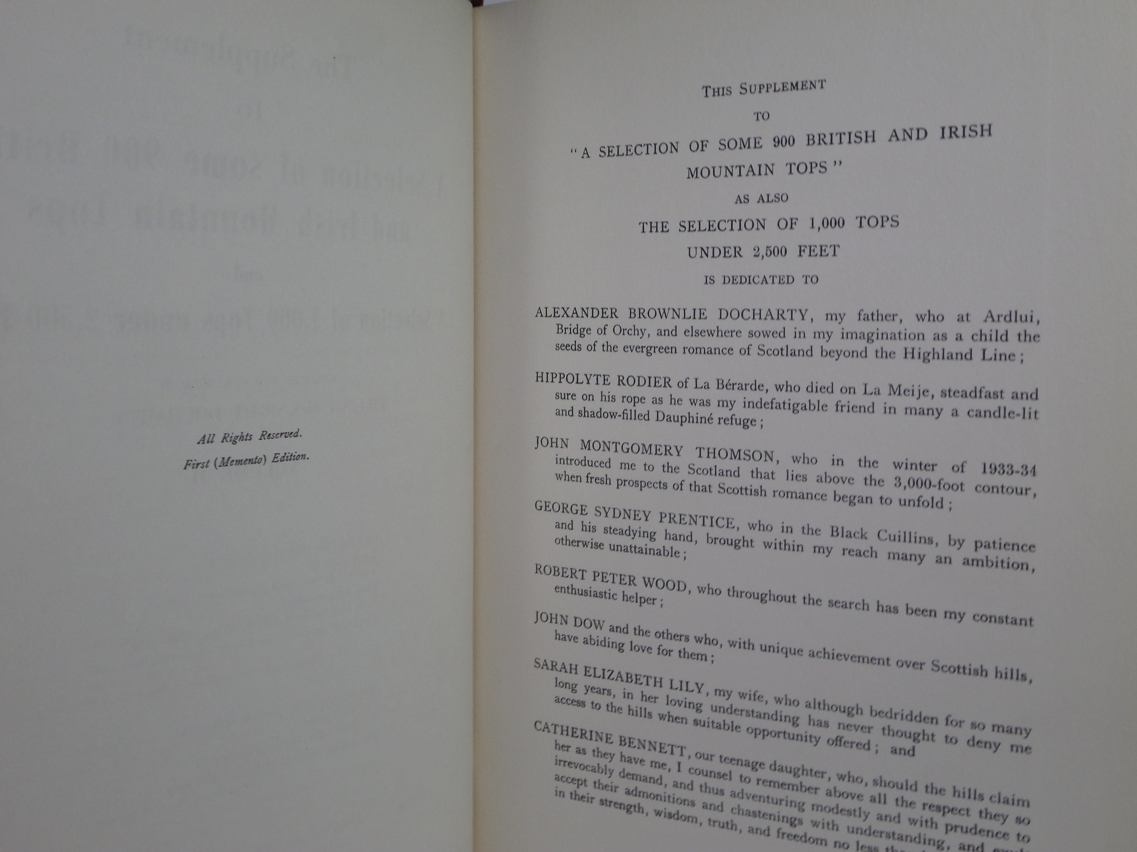 A SELECTION OF SOME 900 BRITISH AND IRISH MOUNTAIN TOPS 1954-62 WILLIAM DOCHARTY