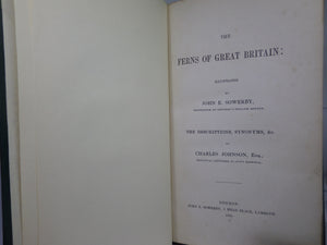 THE FERNS OF GREAT BRITAIN BY CHARLES JOHNSON 1855 FIRST EDITION, ILLUSTRATED BY JOHN SOWERBY, FINE LEATHER BINDING
