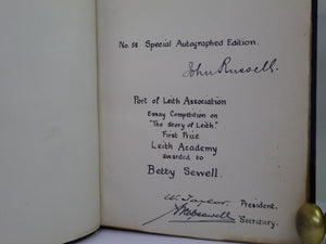 THE STORY OF LEITH BY JOHN RUSSELL 1922 FINEY BOUND SIGNED PRESENTATION COPY