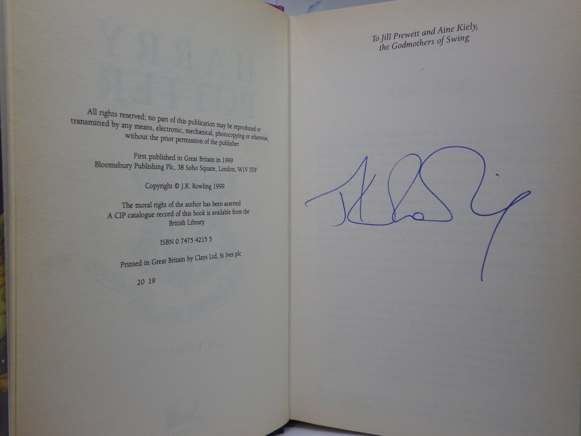 HARRY POTTER AND THE PRISONER OF AZKABAN 1999 SIGNED BY J.K. ROWLING