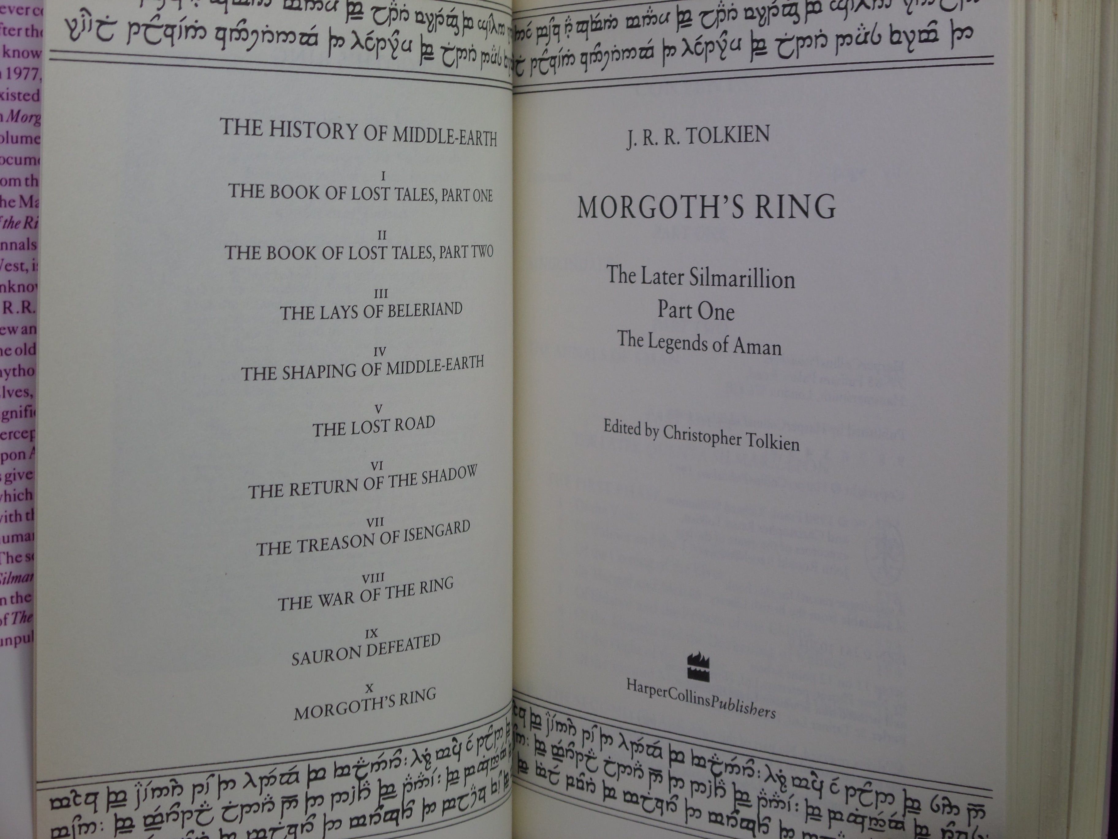 MORGOTHS RINGS: BOOK 10 J.R.R. TOLKIEN 1993 FIRST EDITION HARDCOVER