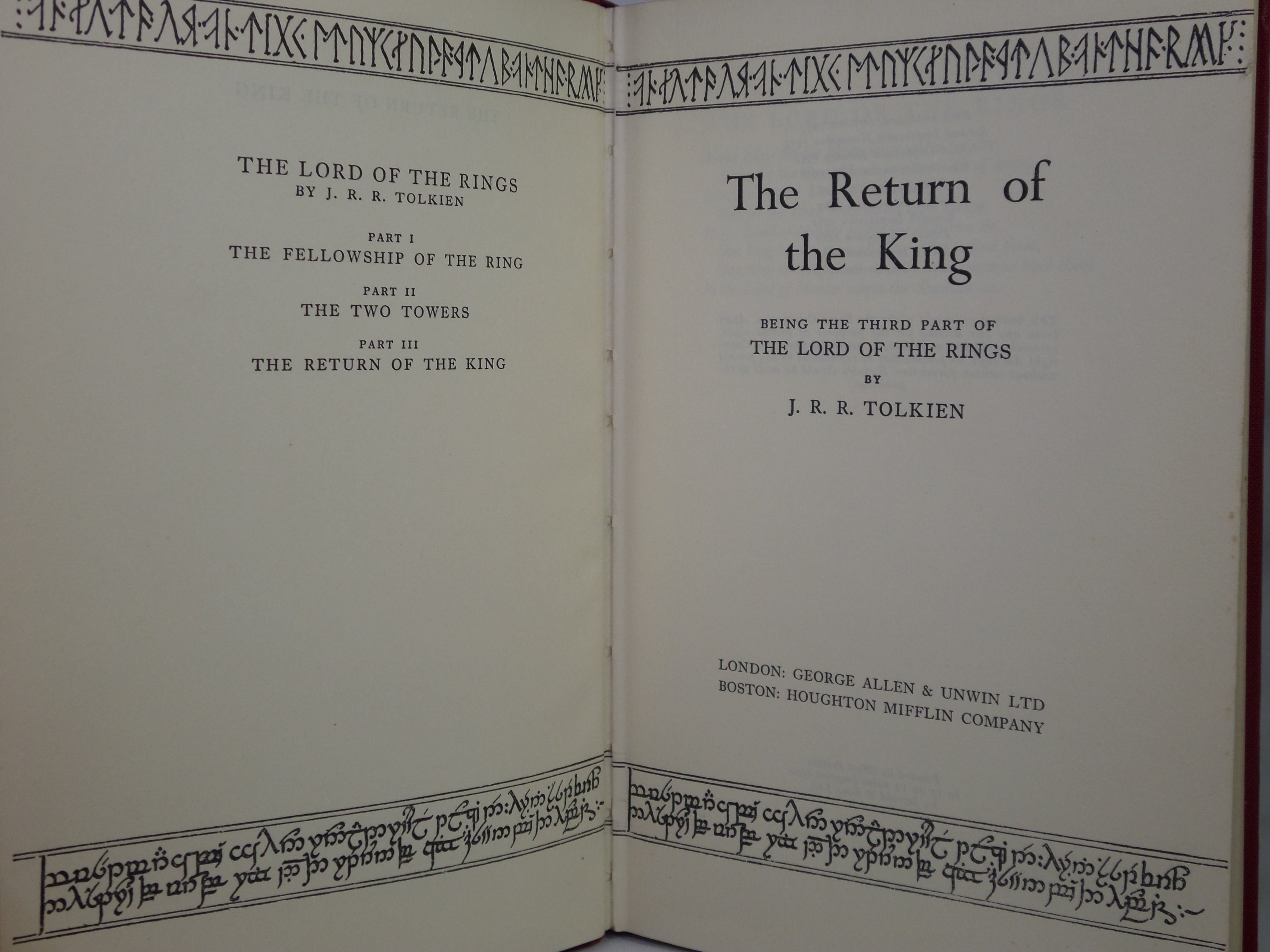 THE RETURN OF THE KING BY J.R.R. TOLKIEN 1963 FIRST EDITION, TENTH IMPRESSION