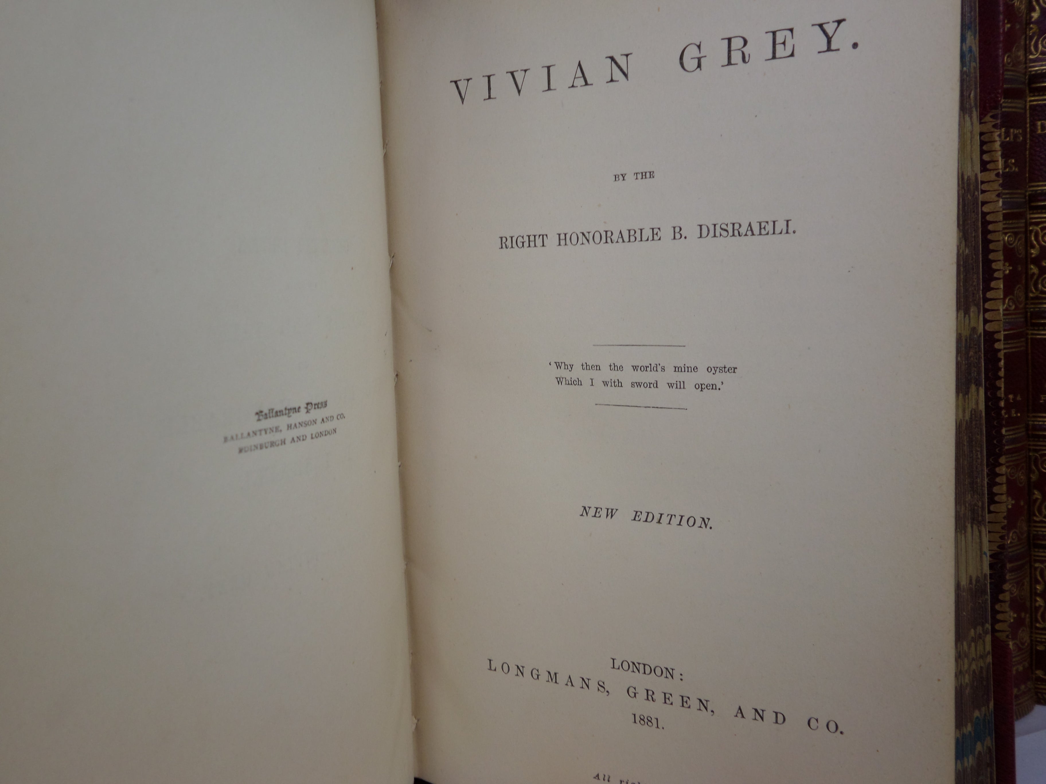 THE NOVELS AND TALES OF BENJAMIN DISRAELI 1871-81 LEATHER BOUND IN 11 VOLUMES