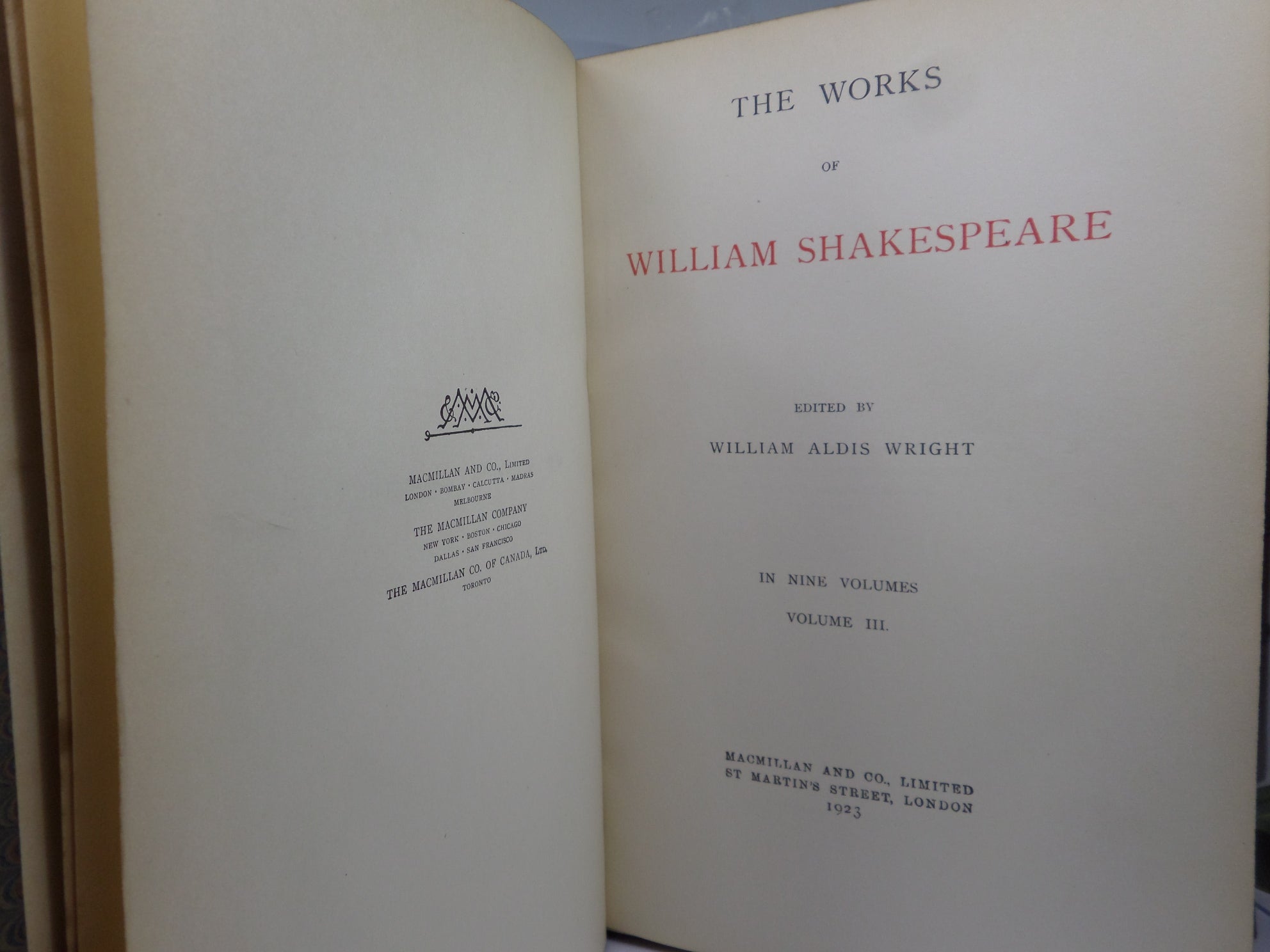 THE WORKS OF WILLIAM SHAKESPEARE 1905-1924 "CAMBRIDGE SHAKESPEARE" LEATHER-BOUND BY BUMPUS