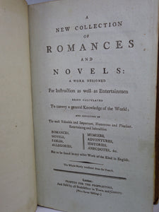 THE NEW WEEKLY NOVELIST; OR, ENTERTAINING COMPANION CONTAINING A NEW COLLECTION OF ROMANCES AND NOVELS TRANSLATED BY LEWIS PORNEY 1780