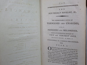 THE NEW WEEKLY NOVELIST; OR, ENTERTAINING COMPANION CONTAINING A NEW COLLECTION OF ROMANCES AND NOVELS TRANSLATED BY LEWIS PORNEY 1780