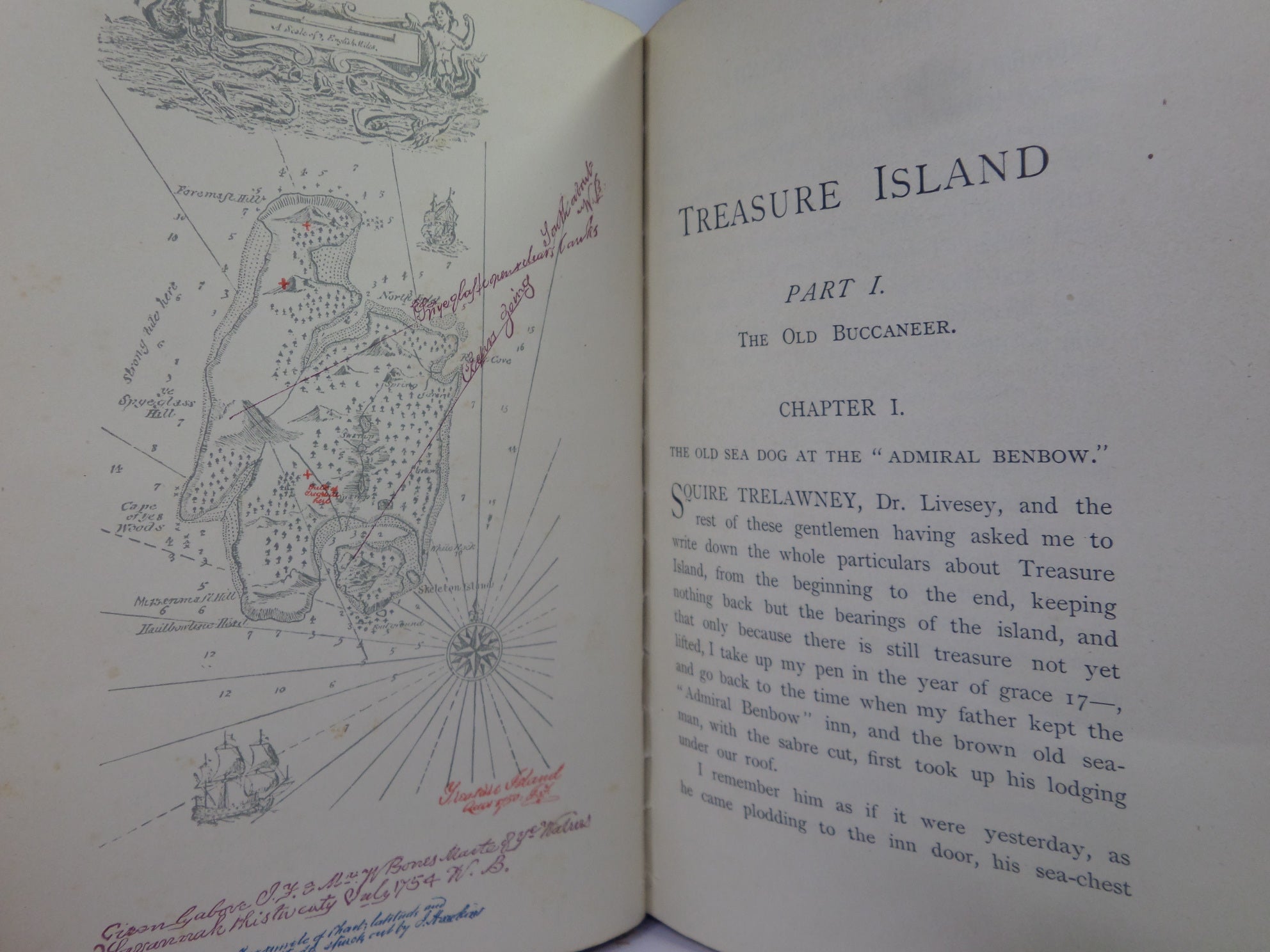 TREASURE ISLAND BY ROBERT LOUIS STEVENSON 1909 FINE TREE CALF BINDING BY RELFE, ILLUSTRATED BY WAL PAGET