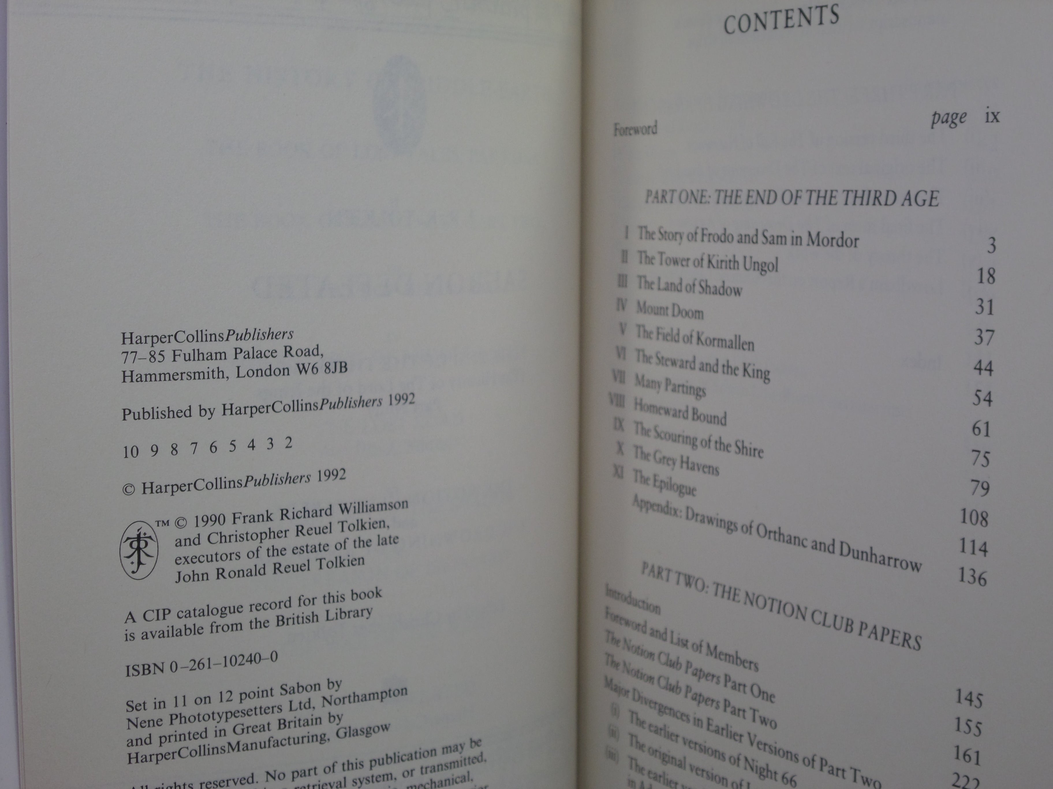 SAURON DEFEATED: BOOK 9 J.R.R. TOLKIEN 1992