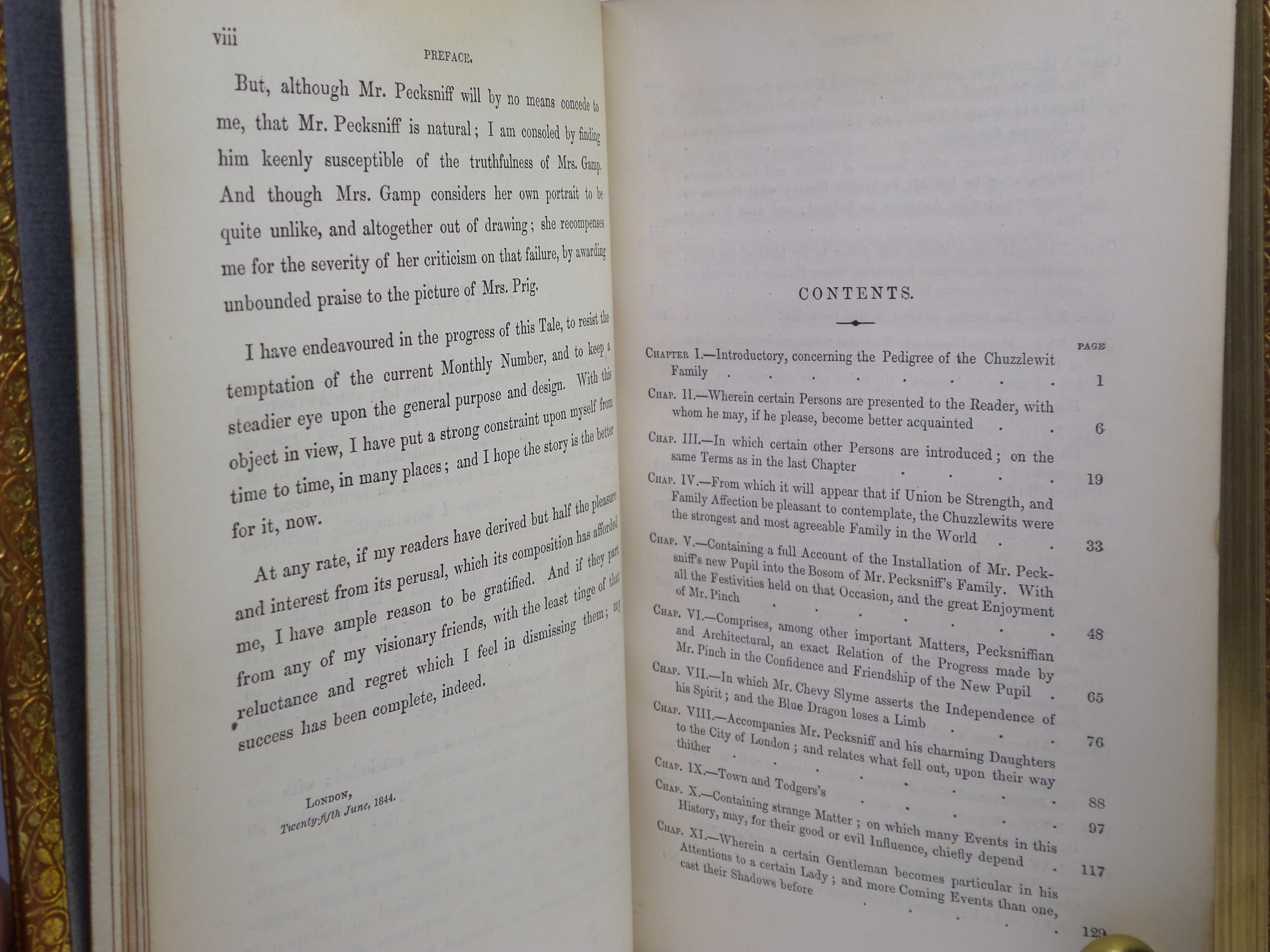 MARTIN CHUZZLEWIT BY CHARLES DICKENS 1844 FINELY BOUND BY MORRELL