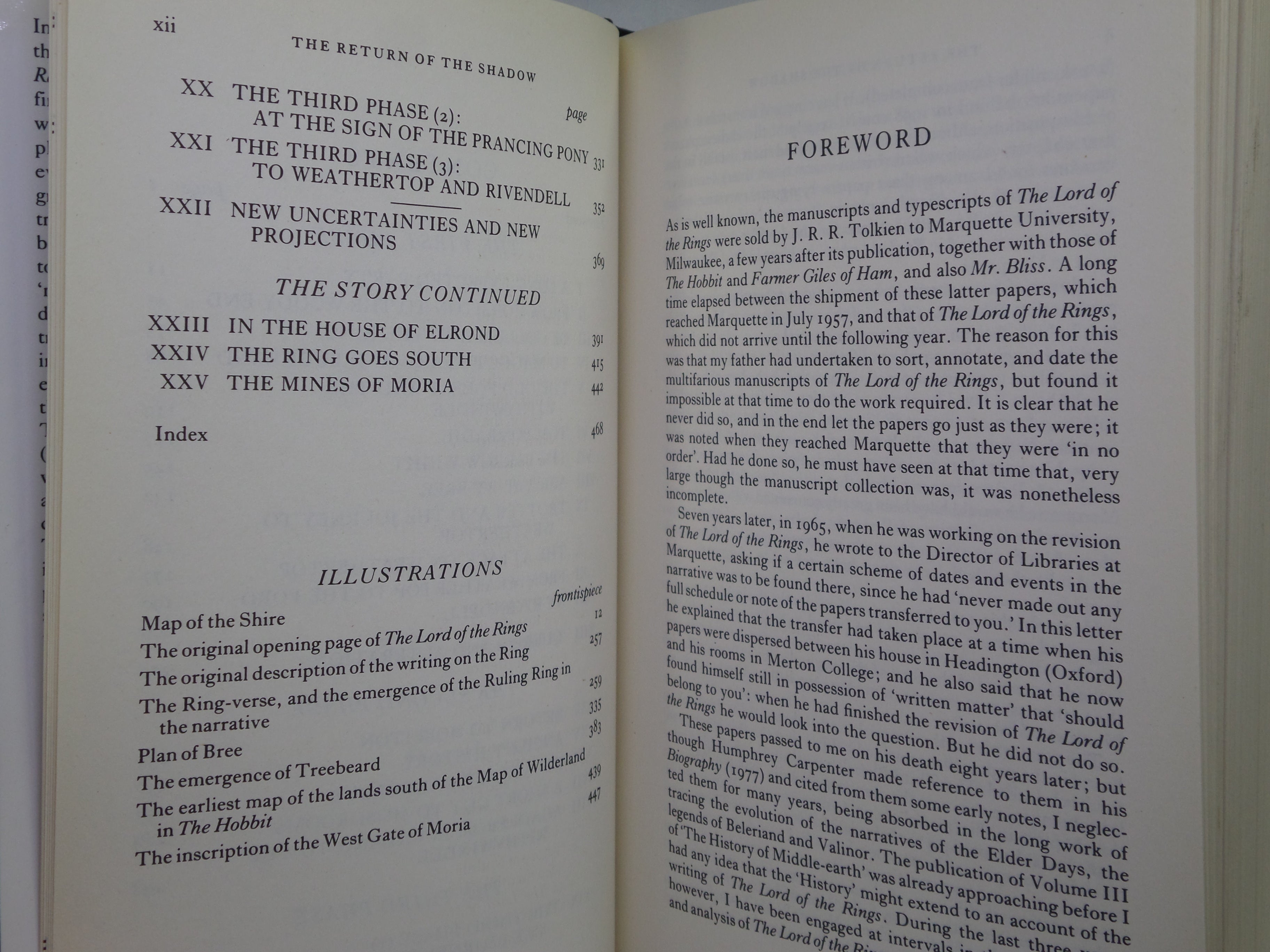 THE RETURN OF THE SHADOW BY J.R.R. TOLKIEN 1993 HARDCOVER