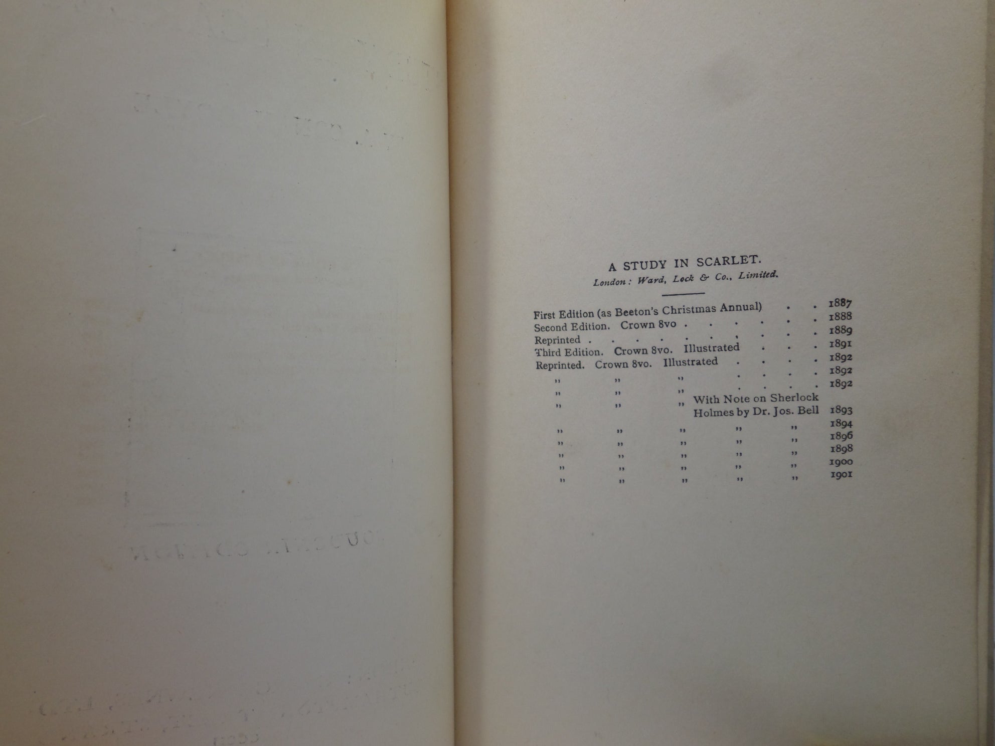 A STUDY IN SCARLET BY ARTHUR CONAN DOYLE 1902 SOUVENIR EDITION