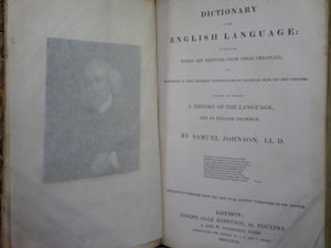 A DICTIONARY OF THE ENGLISH LANGUAGE BY SAMUEL JOHNSON 1830 LEATHER BINDING