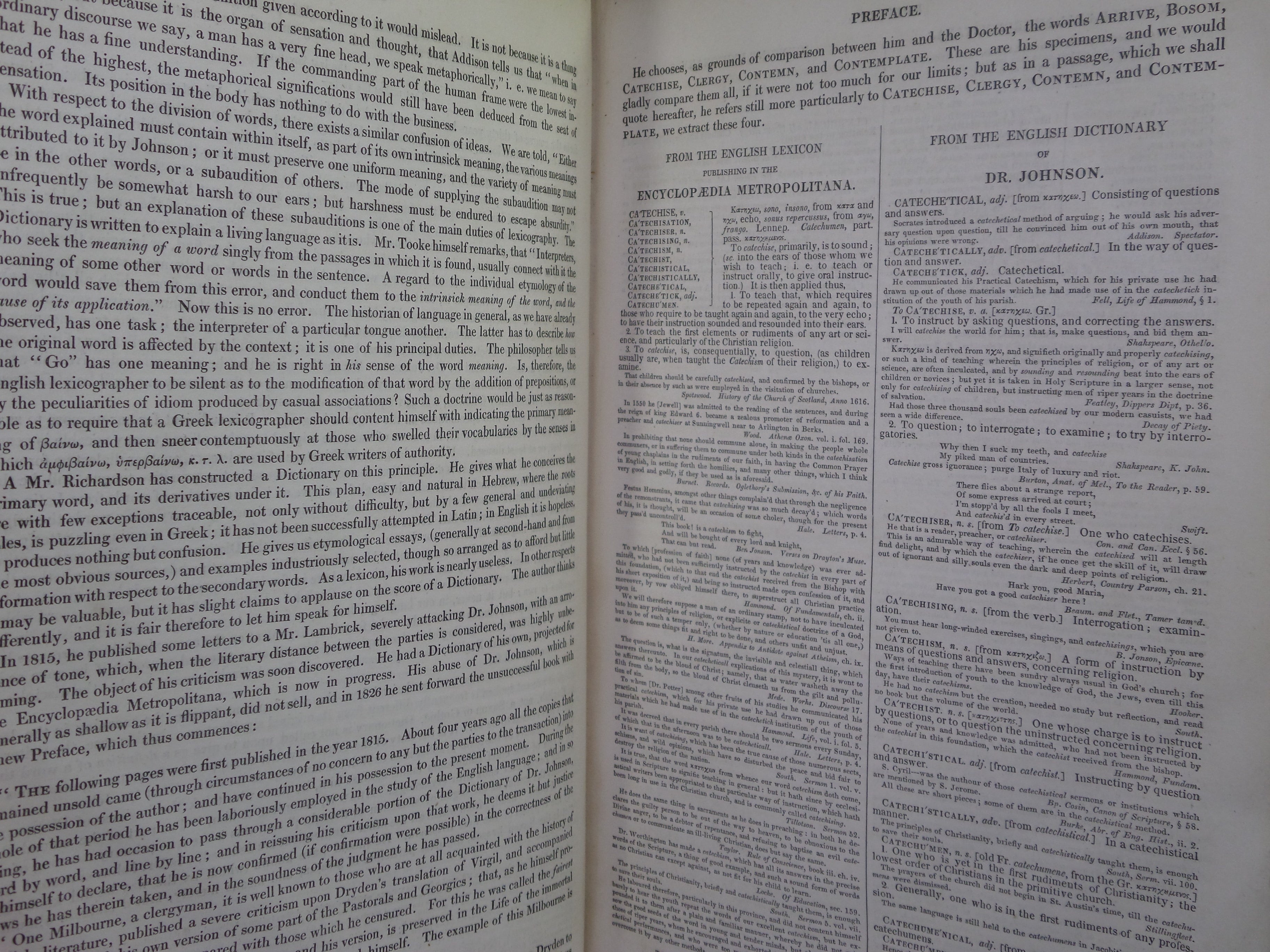 A DICTIONARY OF THE ENGLISH LANGUAGE BY SAMUEL JOHNSON 1830 LEATHER BINDING