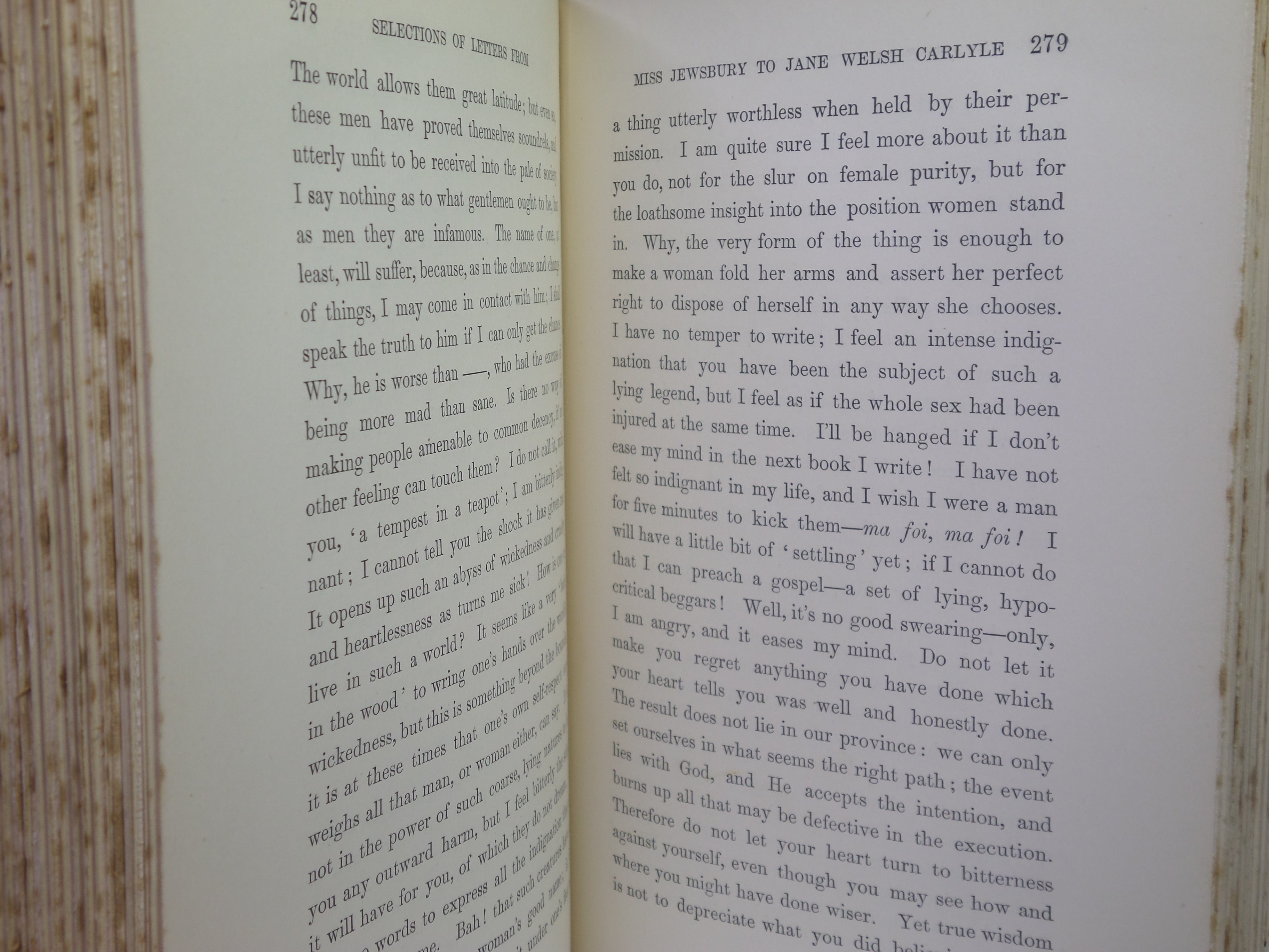 SELECTIONS FROM THE LETTERS OF GERALDINE ENDSOR JEWSBURY TO JANE WELSH CARLYLE 1892 FIRST EDITION
