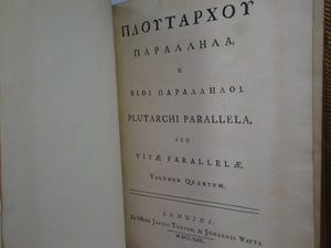 [PLUTARCH'S PARALLEL LIVES] PLUTARCHI CHAERONENSIS VITAE PARALLELAE CUM SINGULIS A LIQUOT GRAECE ET LATINE 1723-29