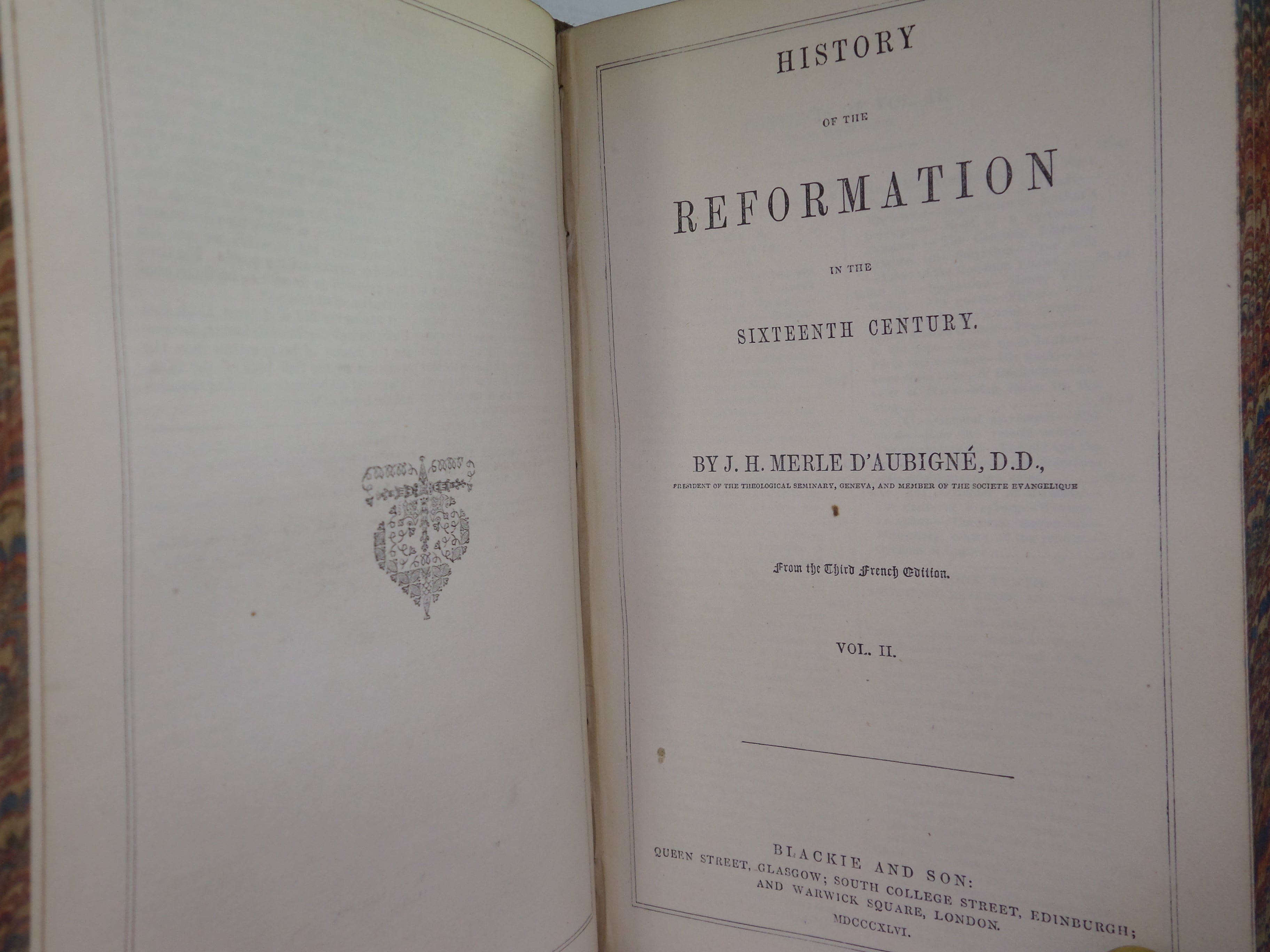 HISTORY OF THE REFORMATION IN THE SIXTEENTH CENTURY BY J.H. MERLE D'AUBIGNE 1846