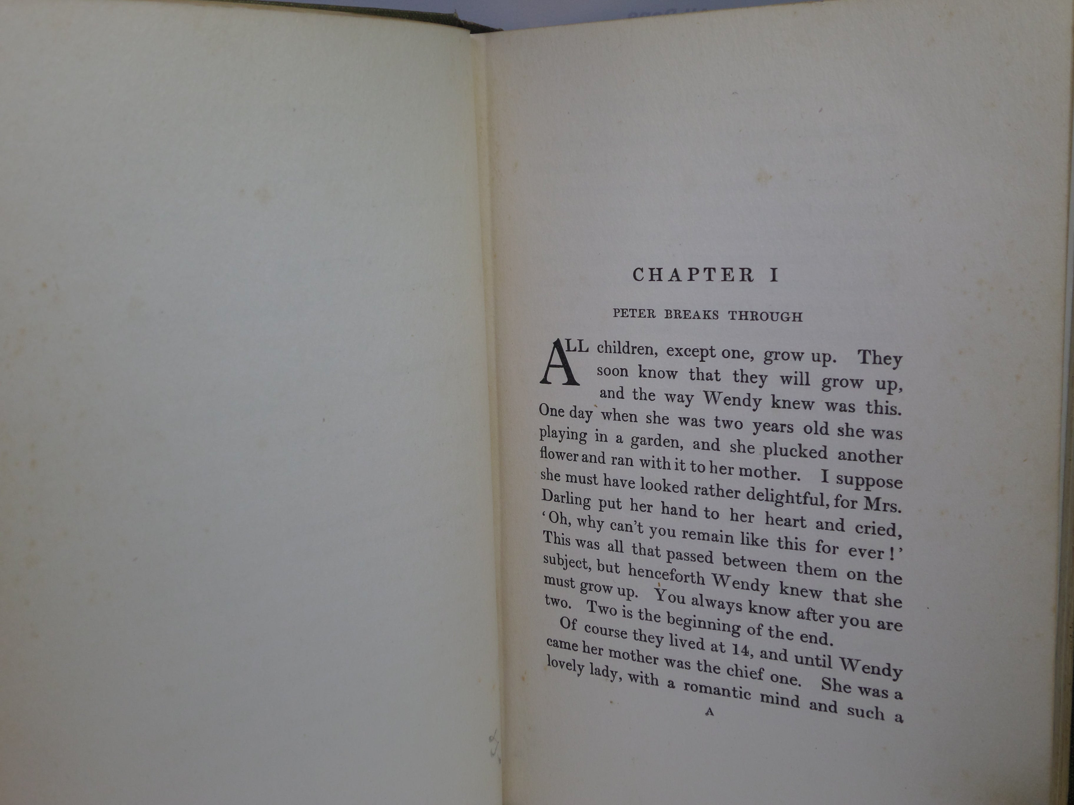 PETER AND WENDY BY J.M. BARRIE 1911 FIFTH EDITION