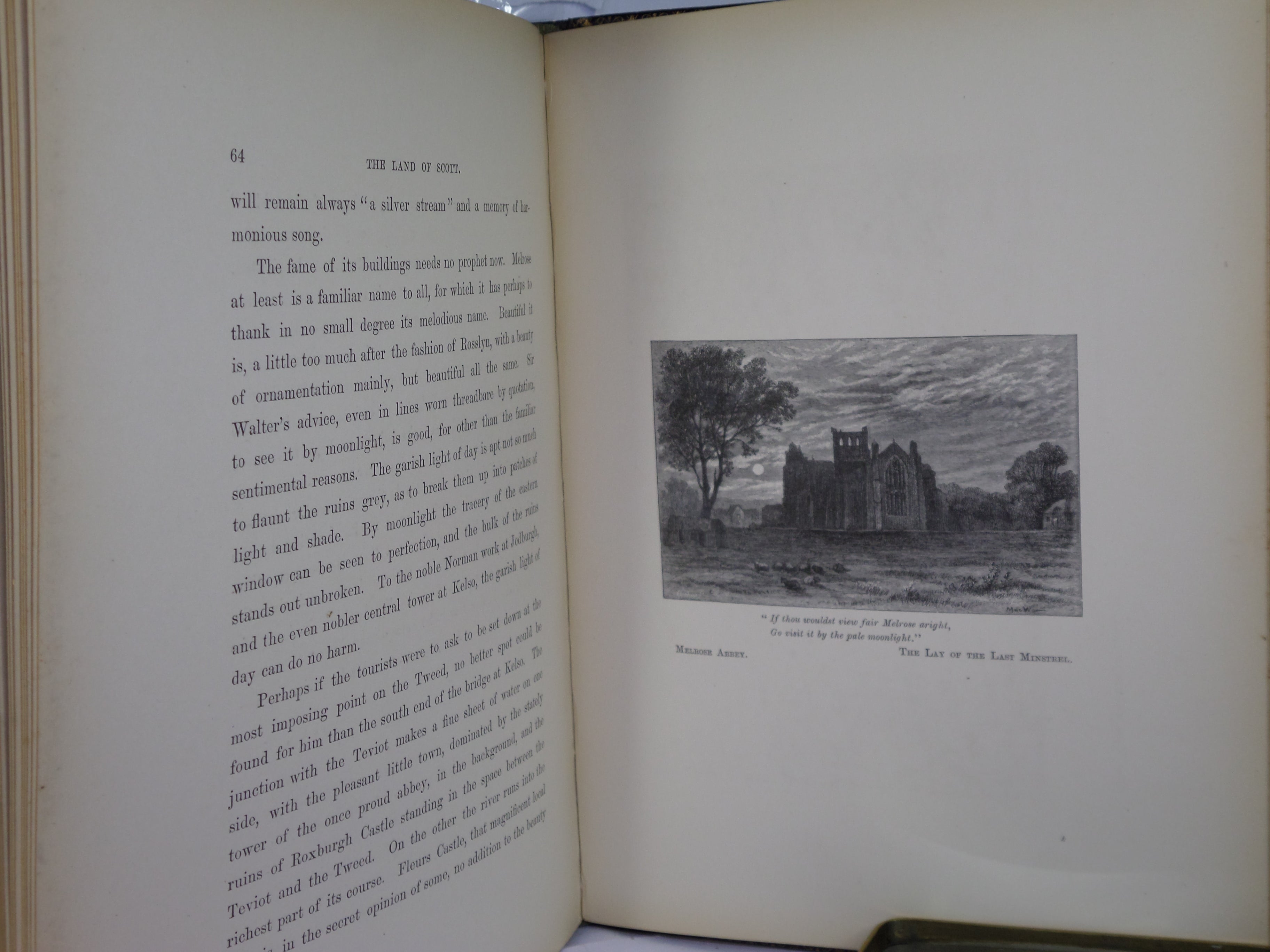 GLIMPSES OF THE LAND OF SCOTT BY DAVID HANNAY 1888 FINE LEATHER BINDING