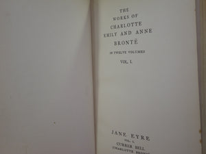 THE WORKS OF CHARLOTTE, EMILY & ANNE BRONTE 1896-98 LEATHER BOUND IN TWELVE VOLS