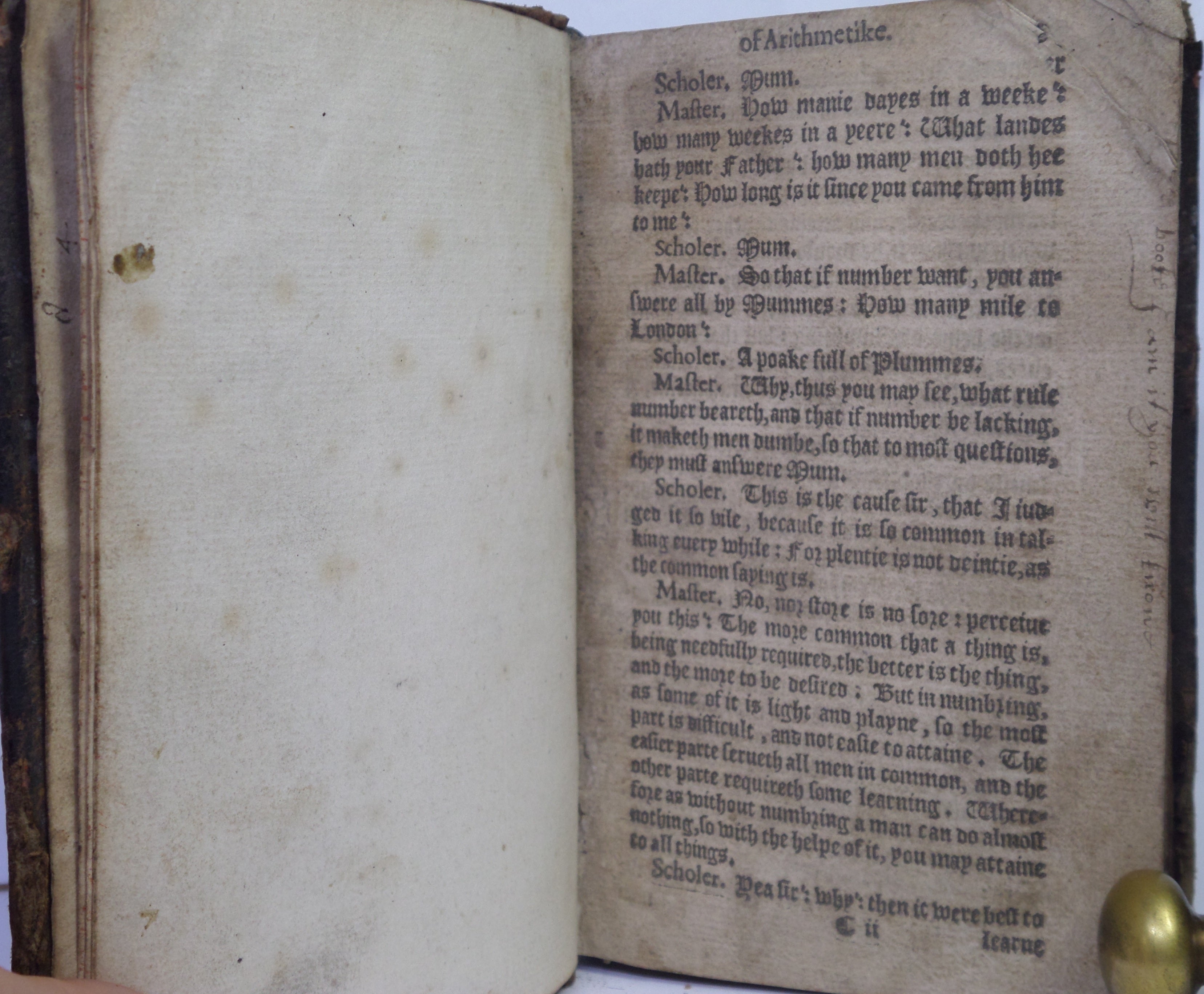 THE GROUNDE OF ARTES: TEACHING THE WORK AND PRACTISE OF ARITHMETIKE BY ROBERT RECORDE CIRCA 1580'S