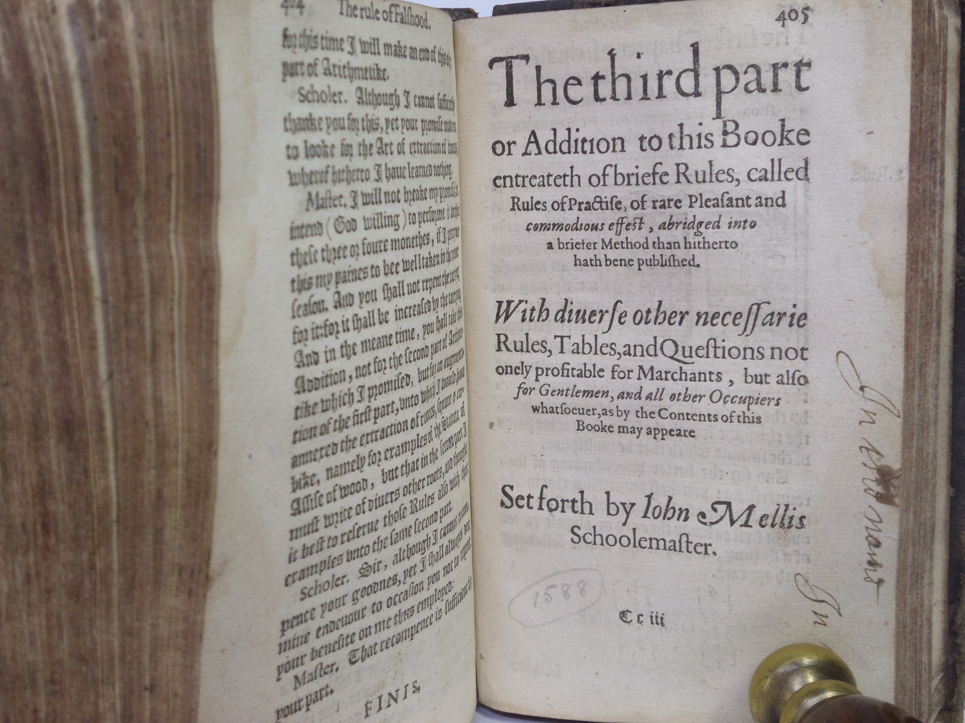 THE GROUNDE OF ARTES: TEACHING THE WORK AND PRACTISE OF ARITHMETIKE BY ROBERT RECORDE CIRCA 1580'S