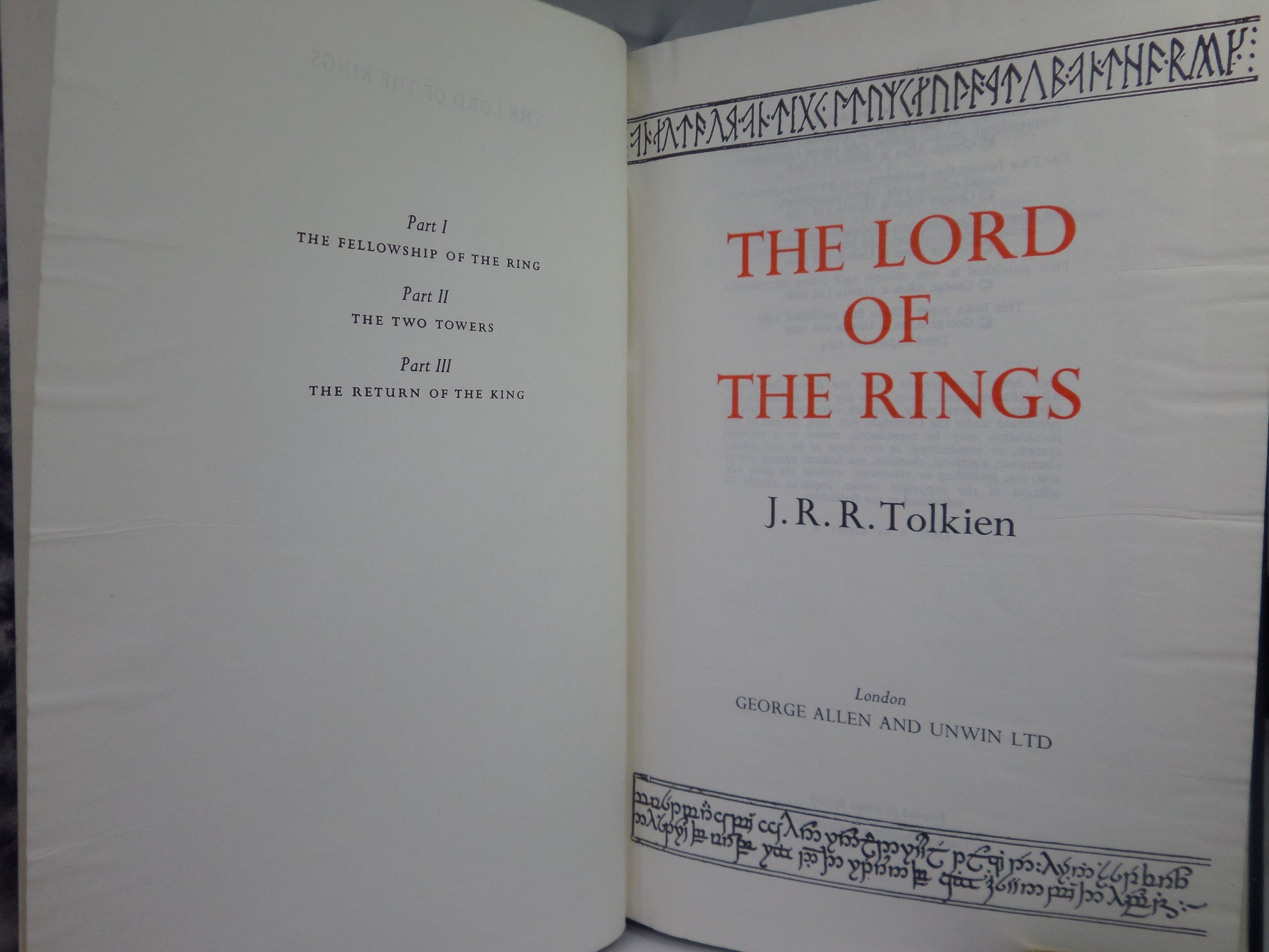 THE LORD OF THE RINGS TRILOGY BY J.R.R. TOLKIEN 1974 FINE DELUXE EDITION