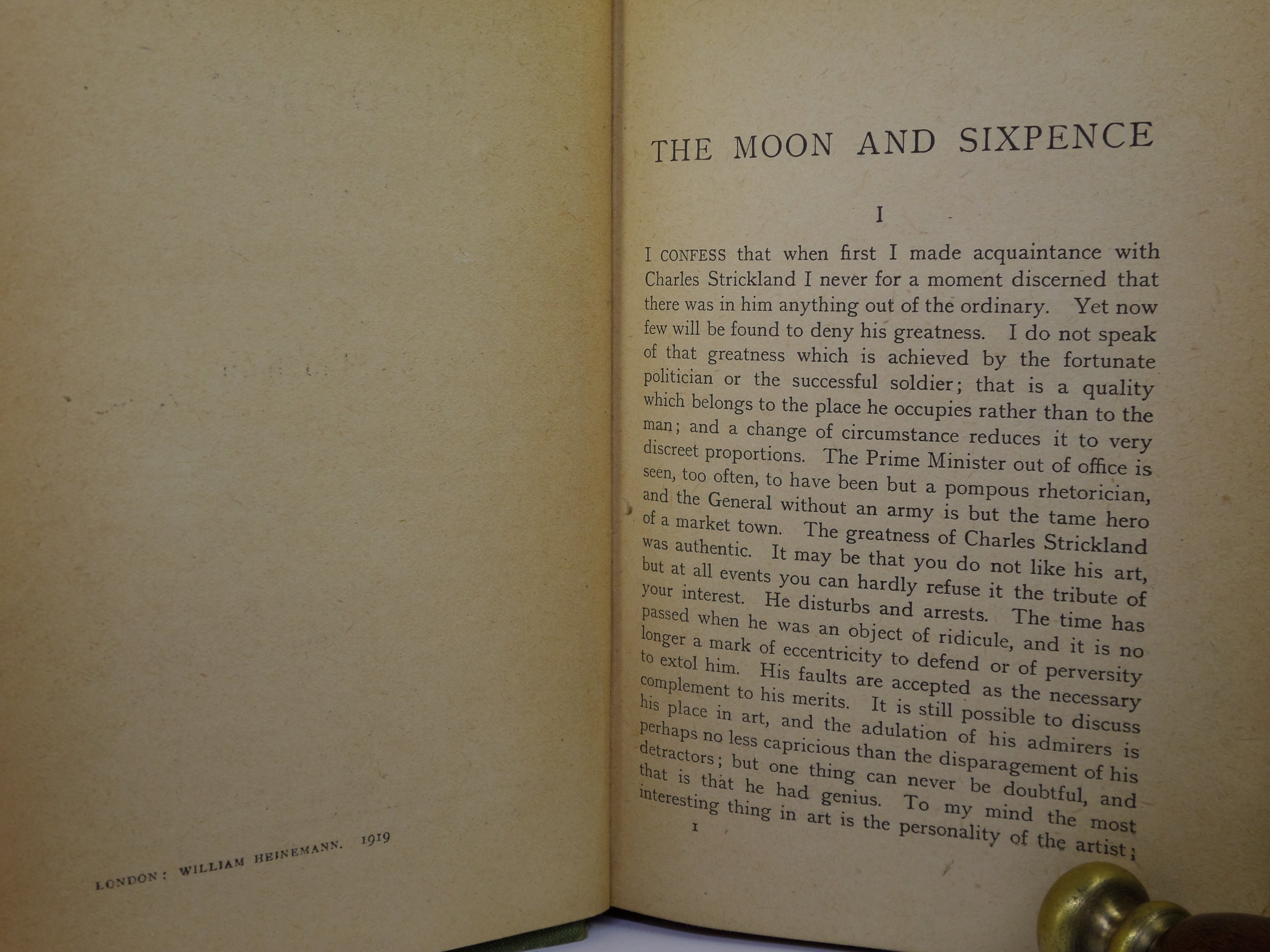 THE MOON AND SIXPENCE BY WILLIAM SOMERSET MAUGHAM 1919 FIRST EDITION