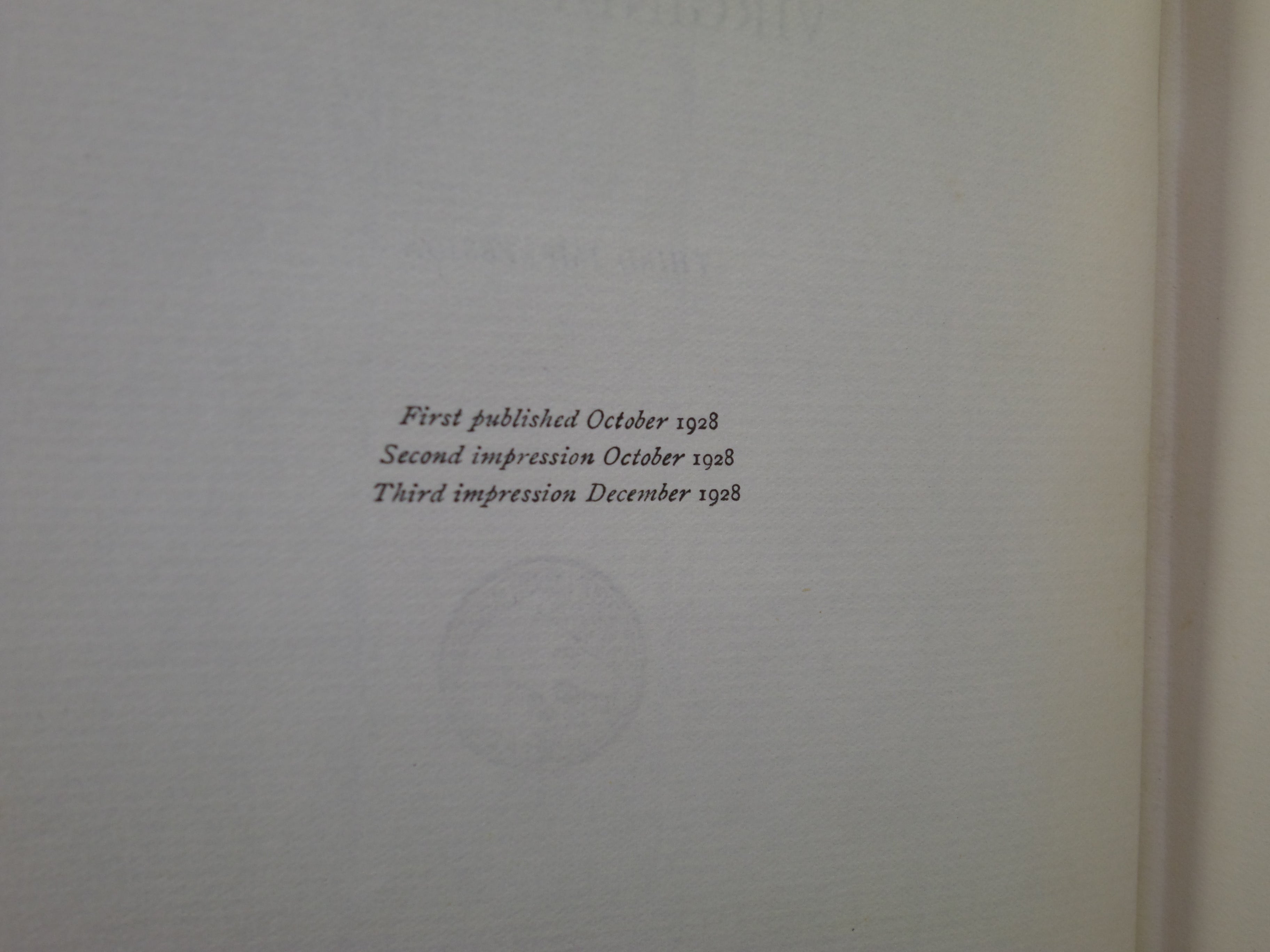 ORLANDO BY VIRGINIA WOOLF 1928 THIRD IMPRESSION