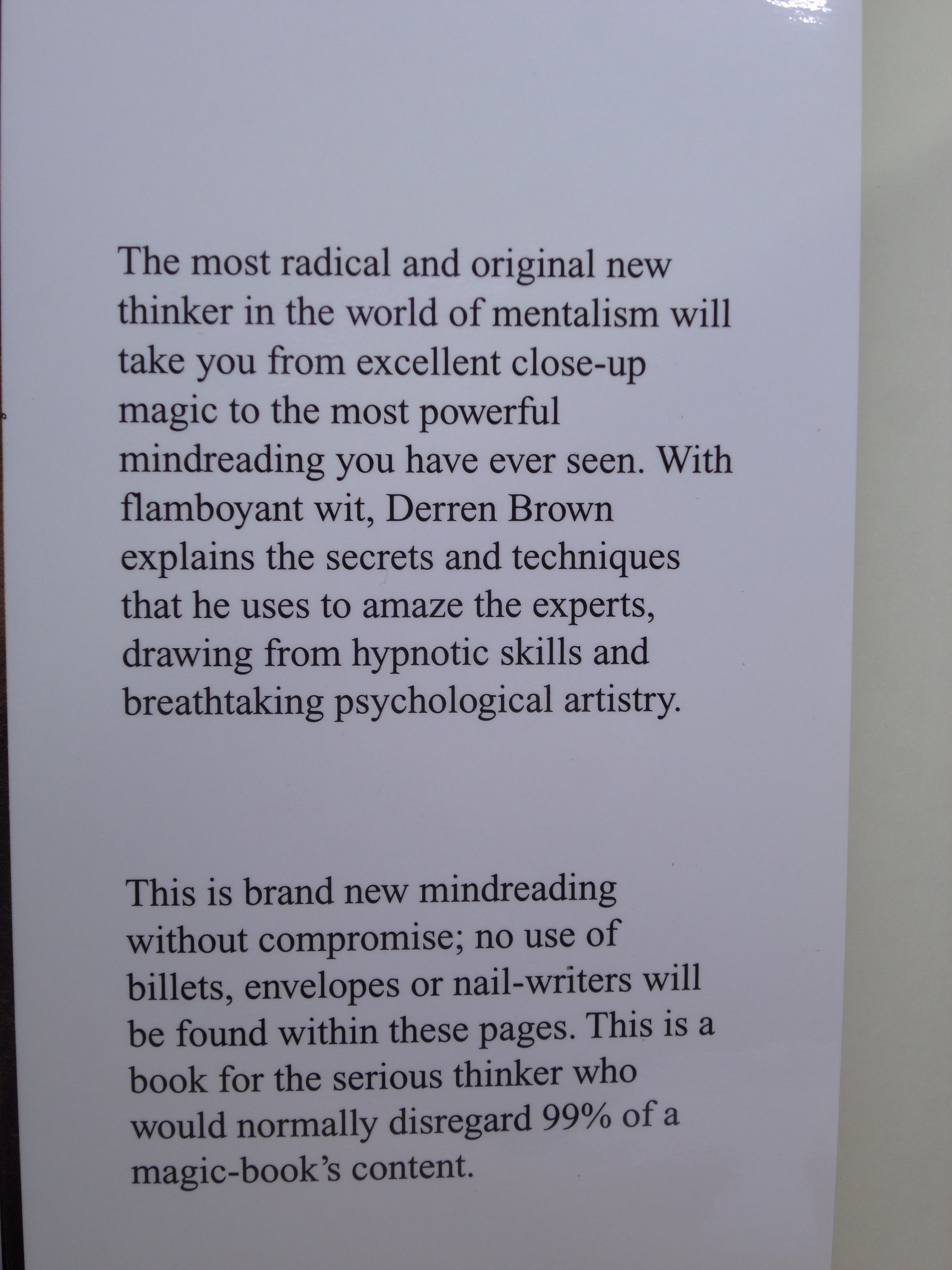 PURE EFFECT: DIRECT MIND READING AND MAGICAL ARTISTRY BY DERREN BROWN 2000 THIRD EDITION