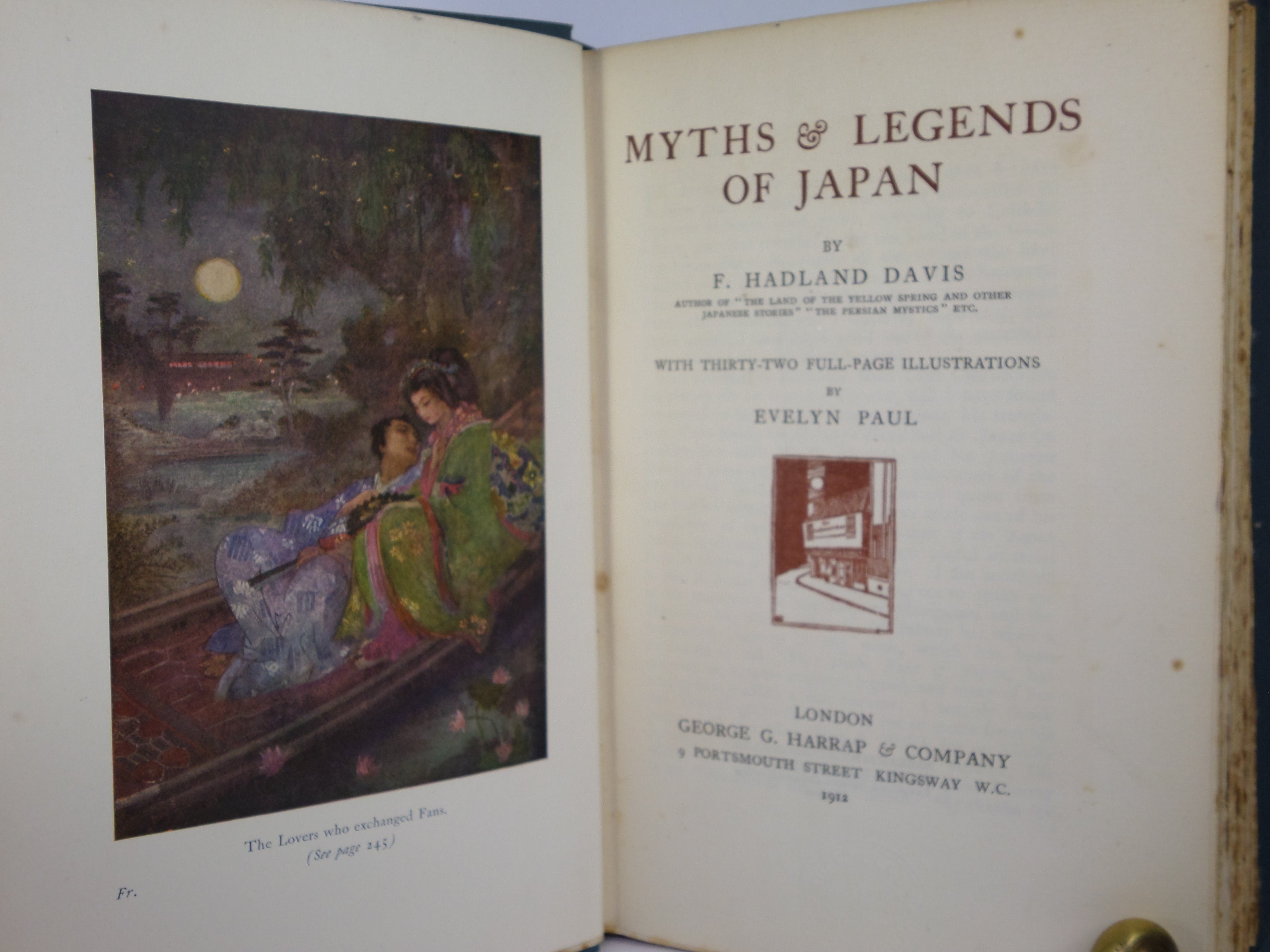 MYTHS AND LEGENDS OF JAPAN BY F. HADLAND DAVIS 1912 FIRST EDITION