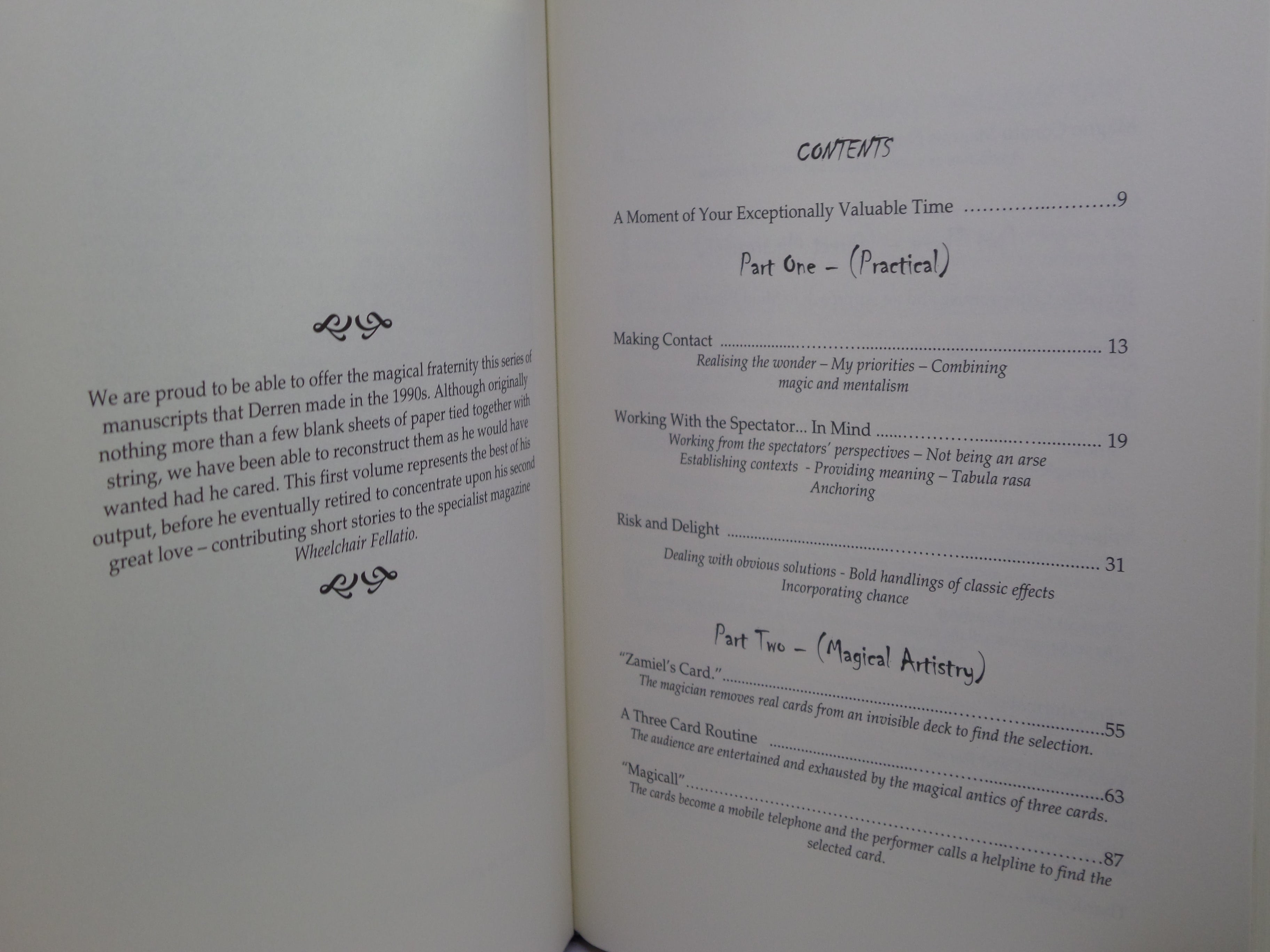 PURE EFFECT: DIRECT MIND READING AND MAGICAL ARTISTRY BY DERREN BROWN 2000 THIRD EDITION