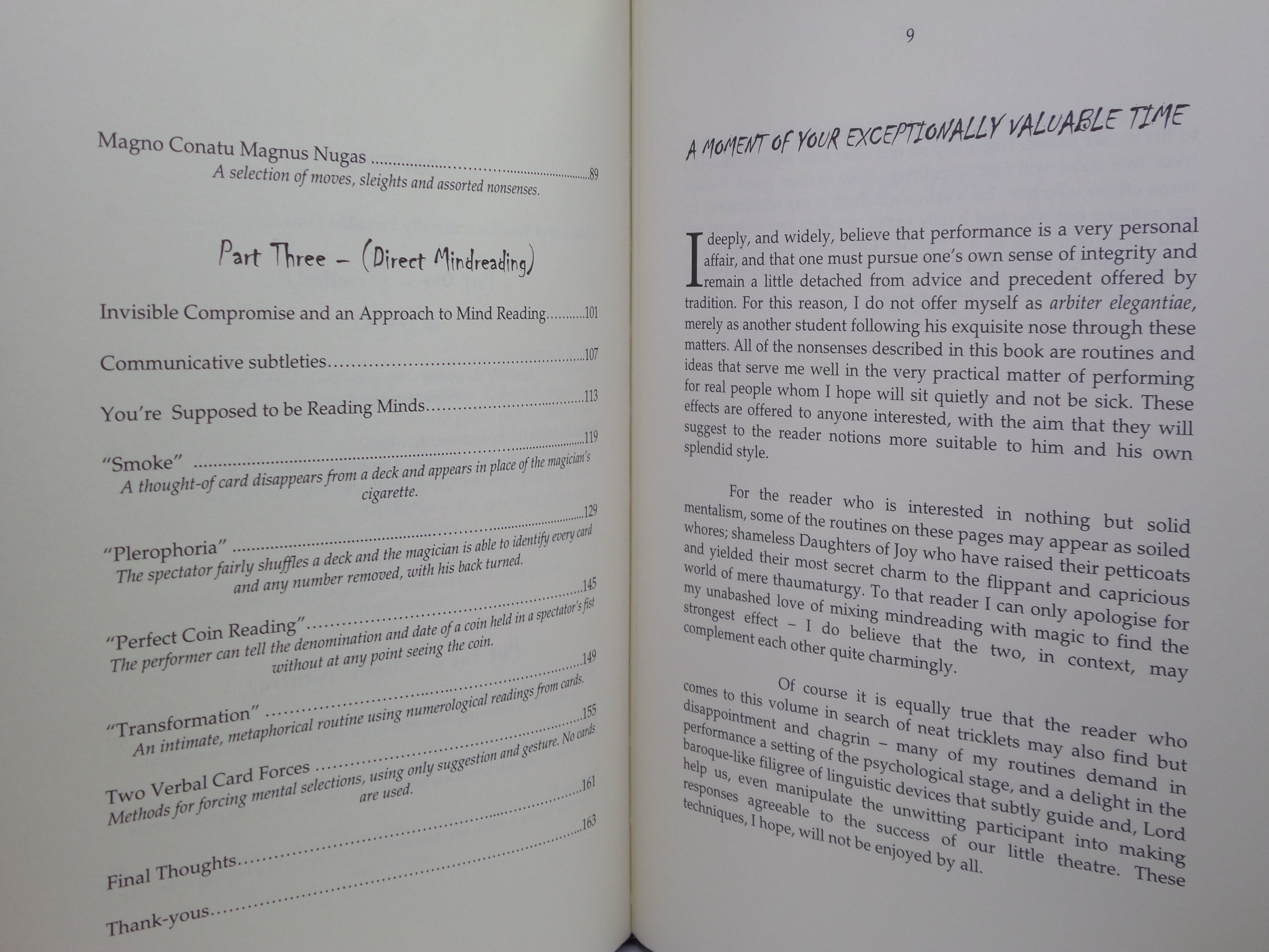 PURE EFFECT: DIRECT MIND READING AND MAGICAL ARTISTRY BY DERREN BROWN 2000 THIRD EDITION