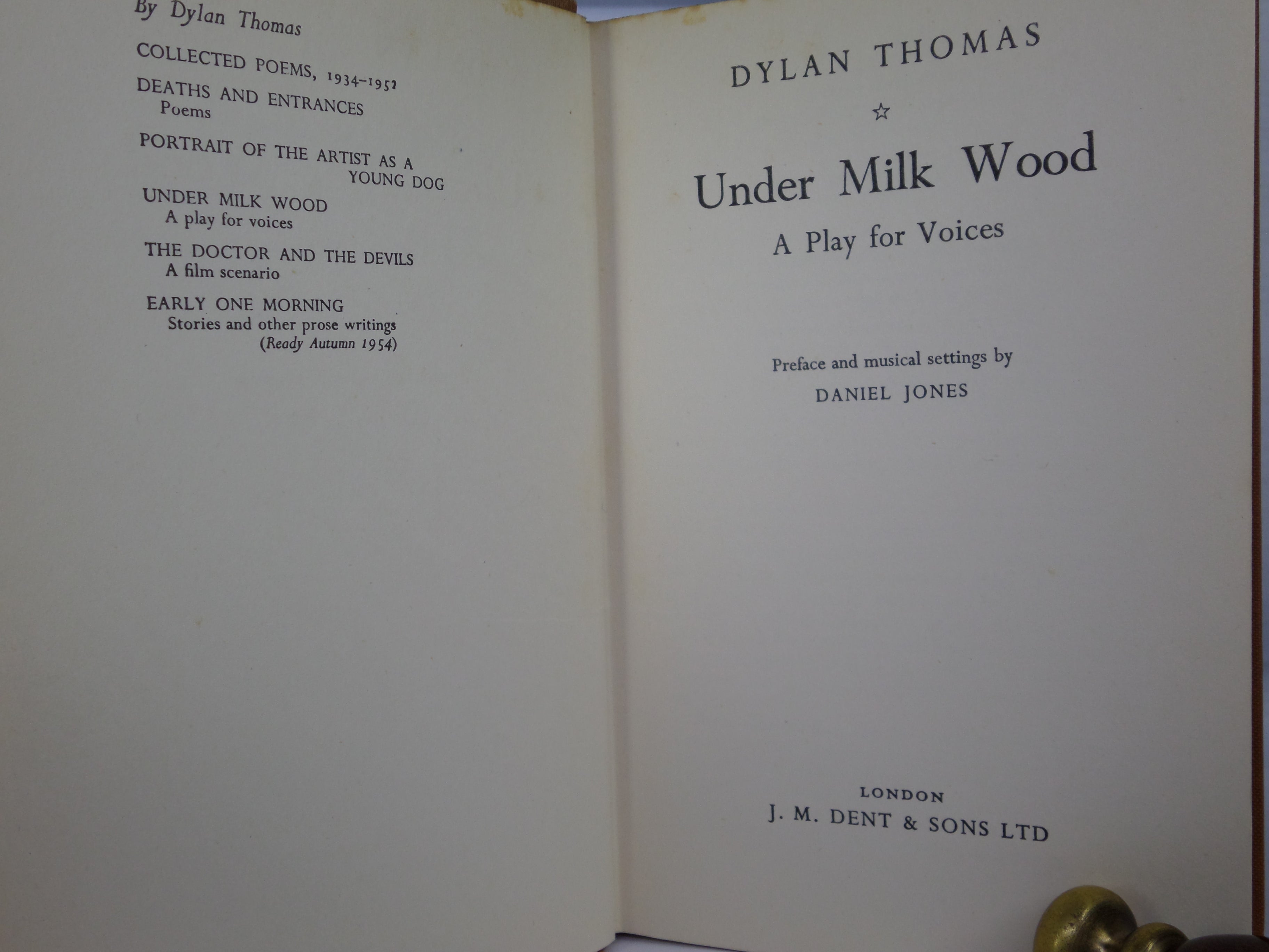 UNDER MILK WOOD BY DYLAN THOMAS 1954 FIRST EDITION