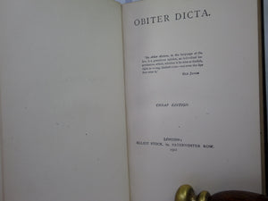 OBITER DICTA BY AUGUSTINE BIRRELL 1899-1902 LEATHER BOUND