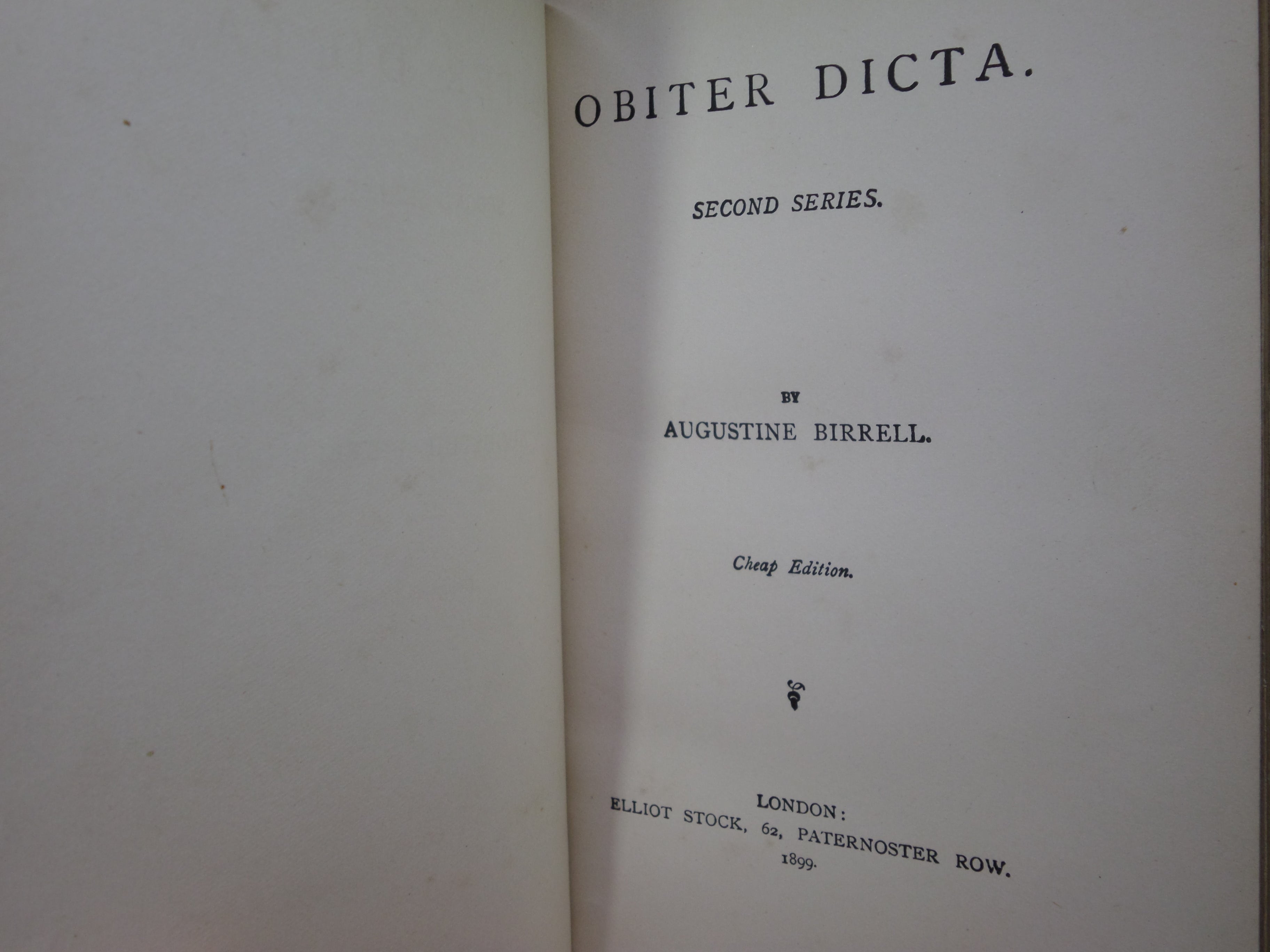 OBITER DICTA BY AUGUSTINE BIRRELL 1899-1902 LEATHER BOUND