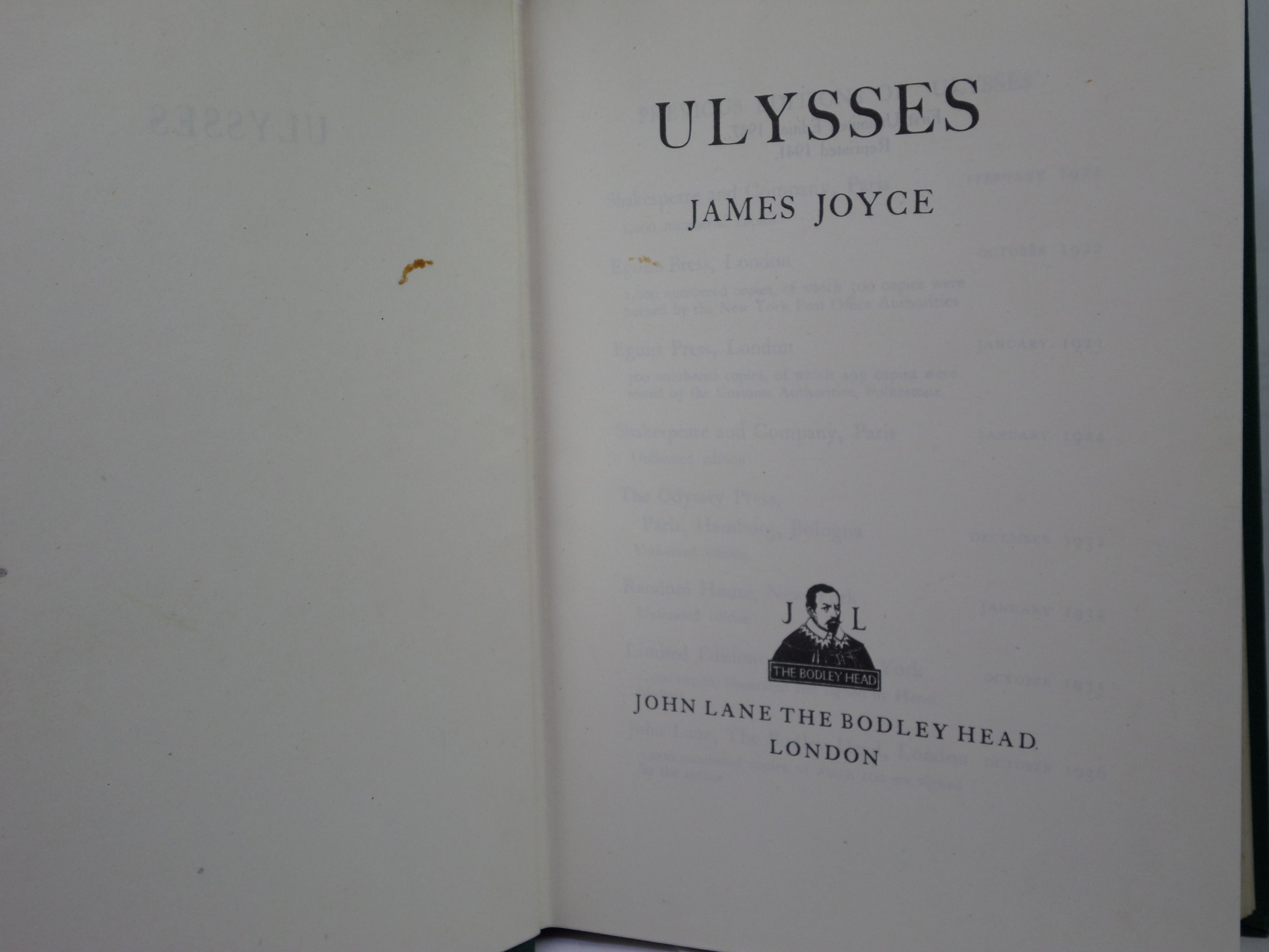 ULYSSES BY JAMES JOYCE 1941