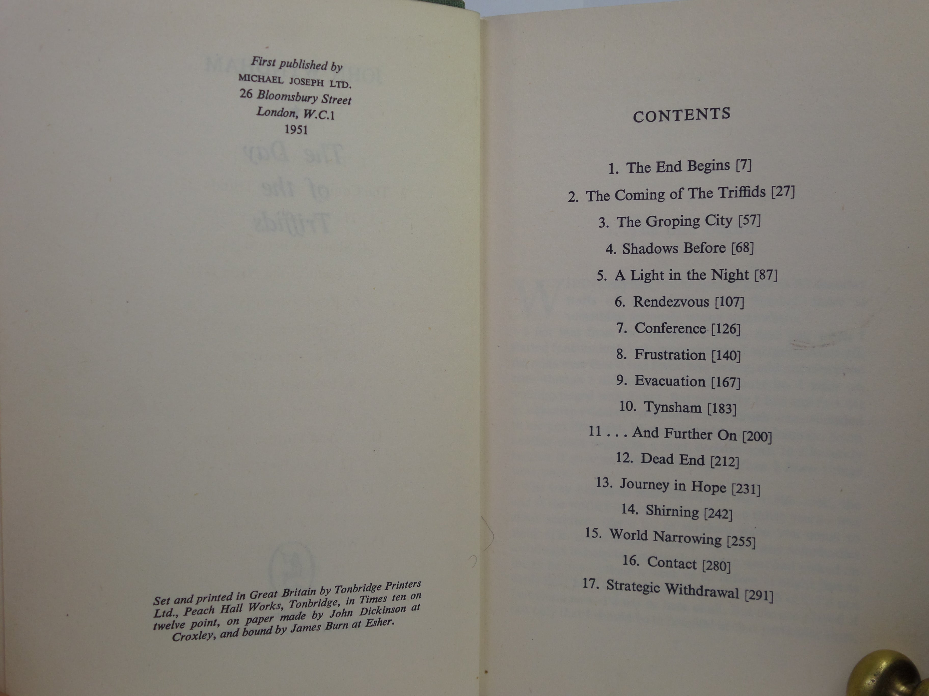 THE DAY OF THE TRIFFIDS BY JOHN WYNDHAM 1951 FIRST EDITION