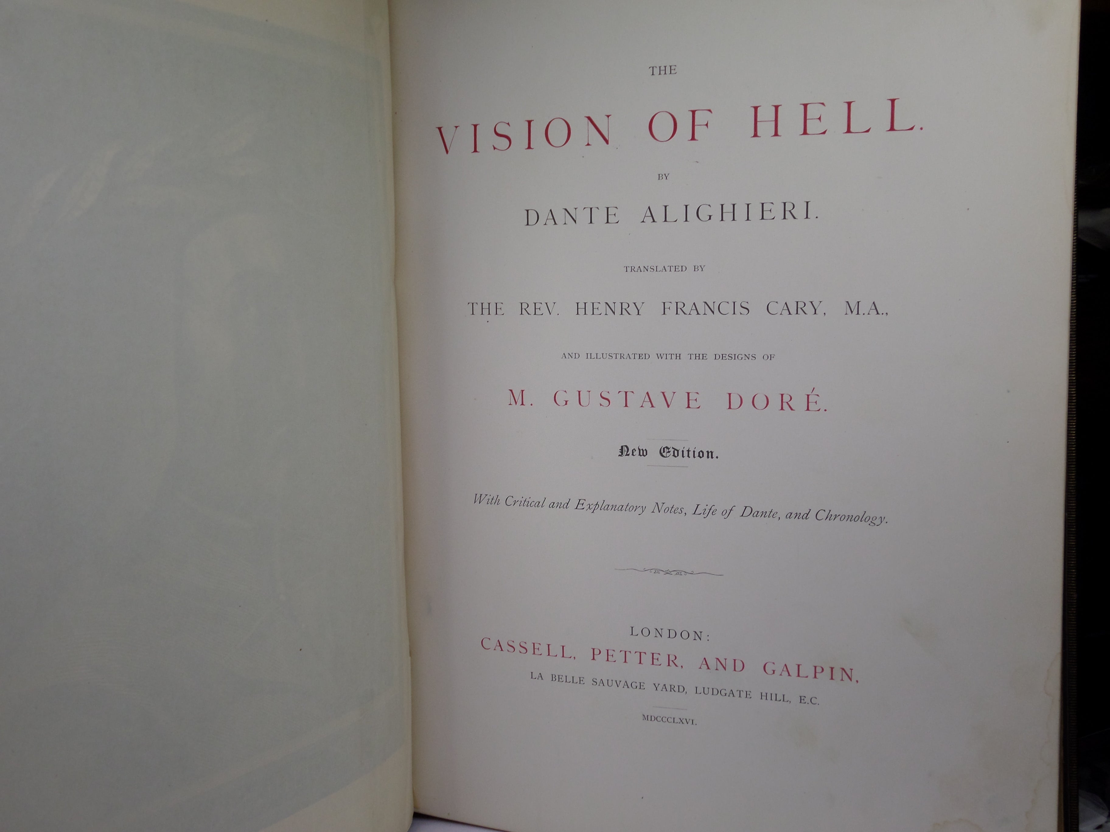 THE VISION OF HELL BY DANTE ALIGHIERI 1866 SIGNED LEATHER BINDING, GUSTAVE DORÉ ILLUSTRATIONS